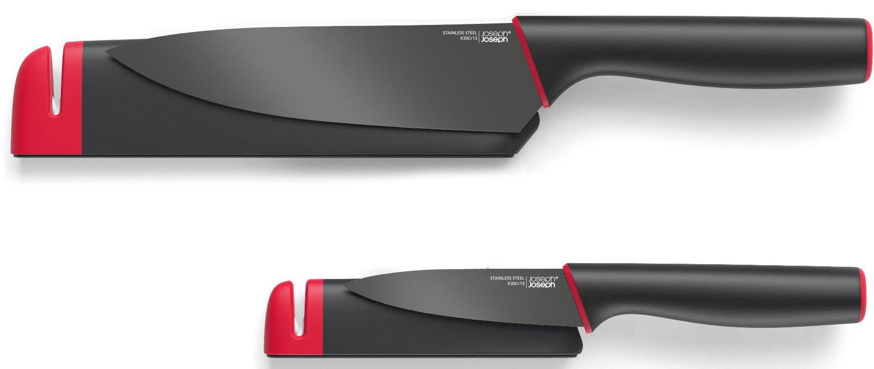 Joseph Joseph Messer-Set "Slice&Sharpen" Set: Koch- und Schälmesser, mit integriertem Messerschärfer