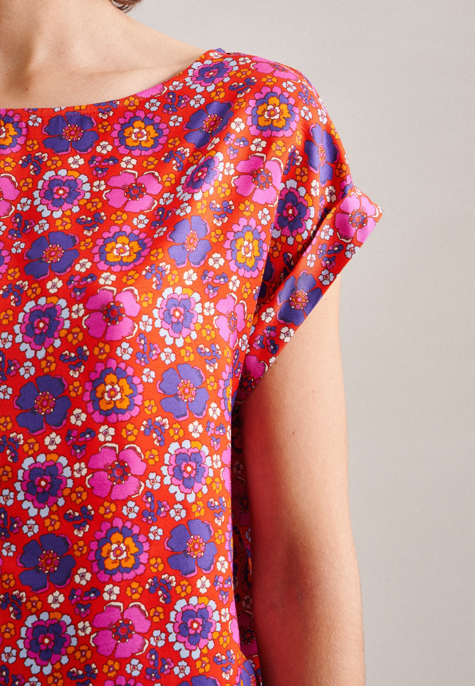 Thumbnail - seidensticker Shirtbluse "Schwarze Rose" 1/2 Rundhals Druck