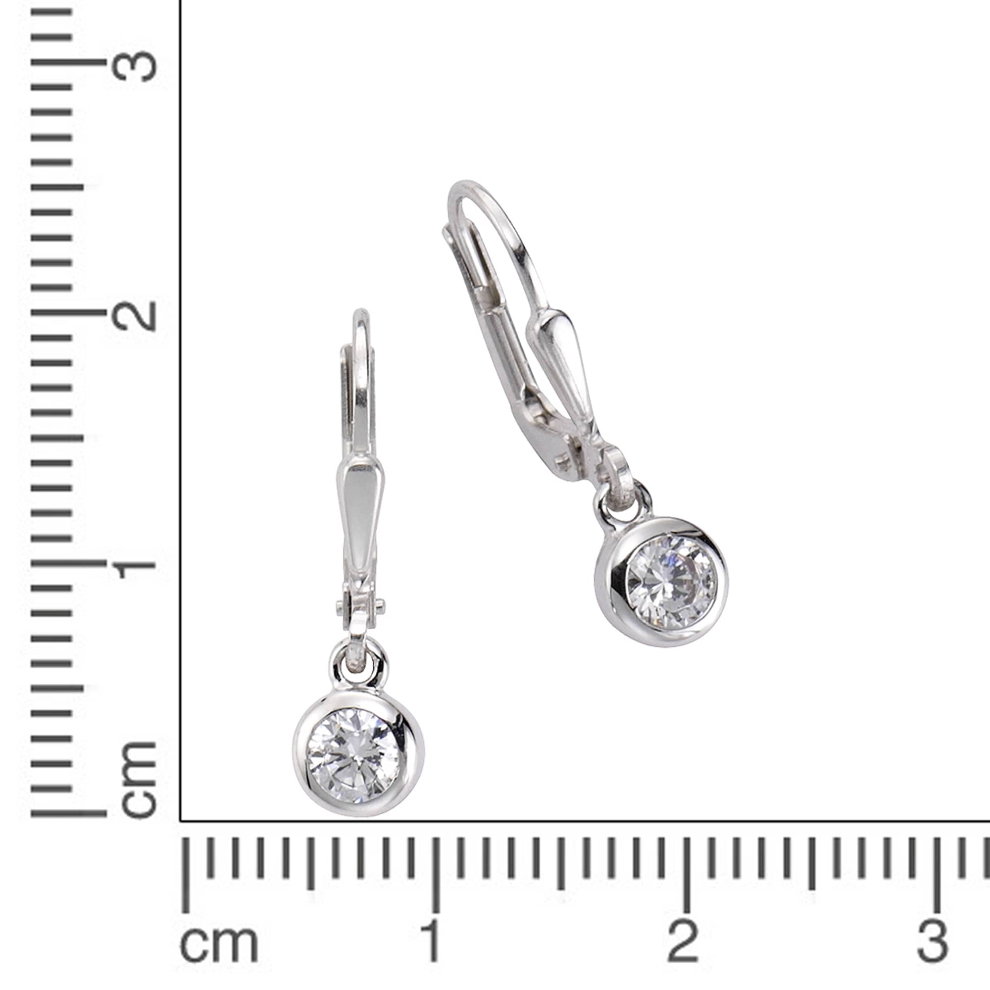 Zeeme Paar Ohrhänger »Silber 925 rhodiniert mit weißen Zirkonia-Steinen 22mm lang«