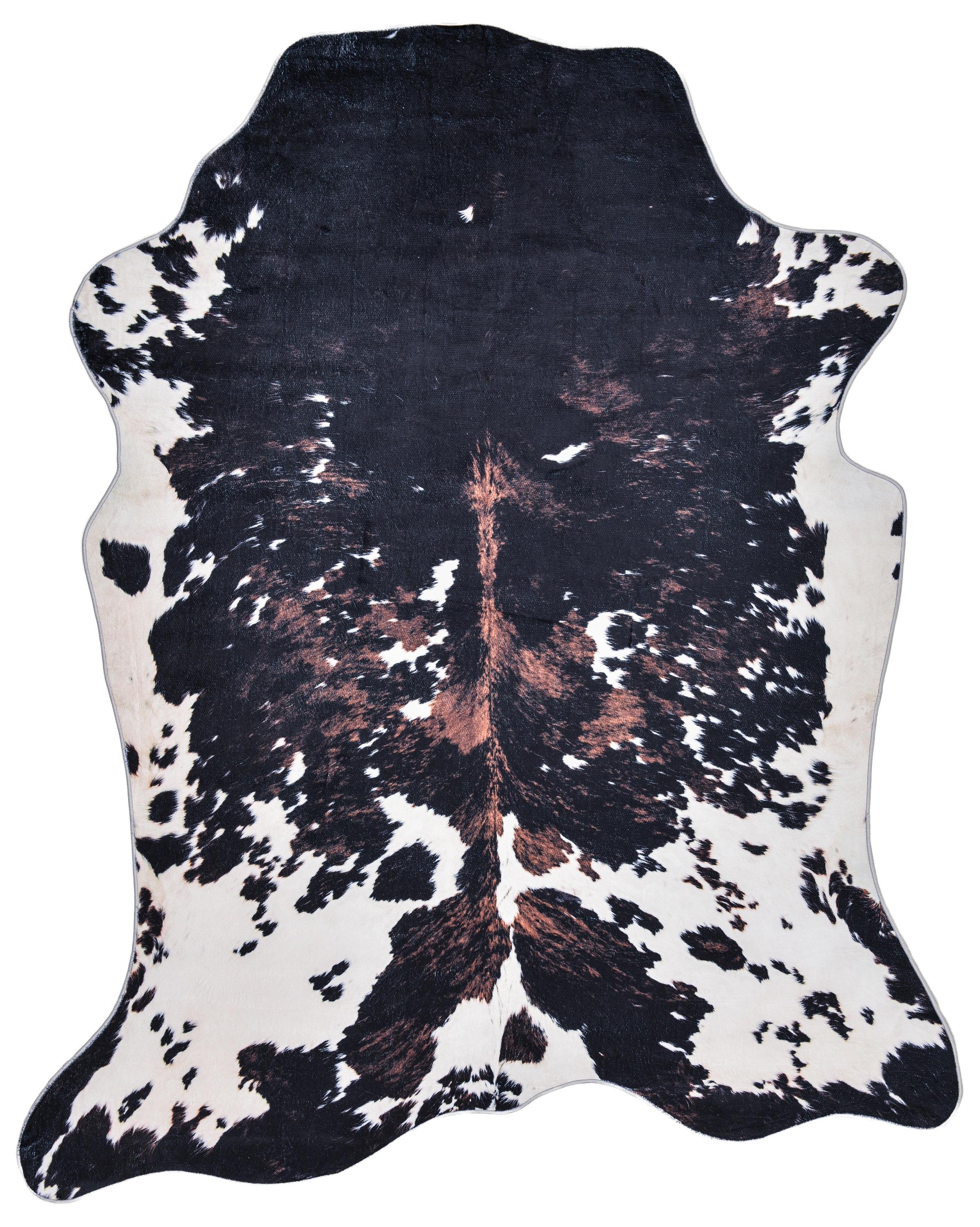 Fellteppich GINO FALCONE "Emilia", schwarz-weiß (weiß, schwarz), B:190cm H:3mm L:250cm, Kunstfaser, Teppiche, Fellteppich, Kunstfell, bedruckt, Kuhfell-Optik, ideal im Wohnzimmer & Schlafzimmer