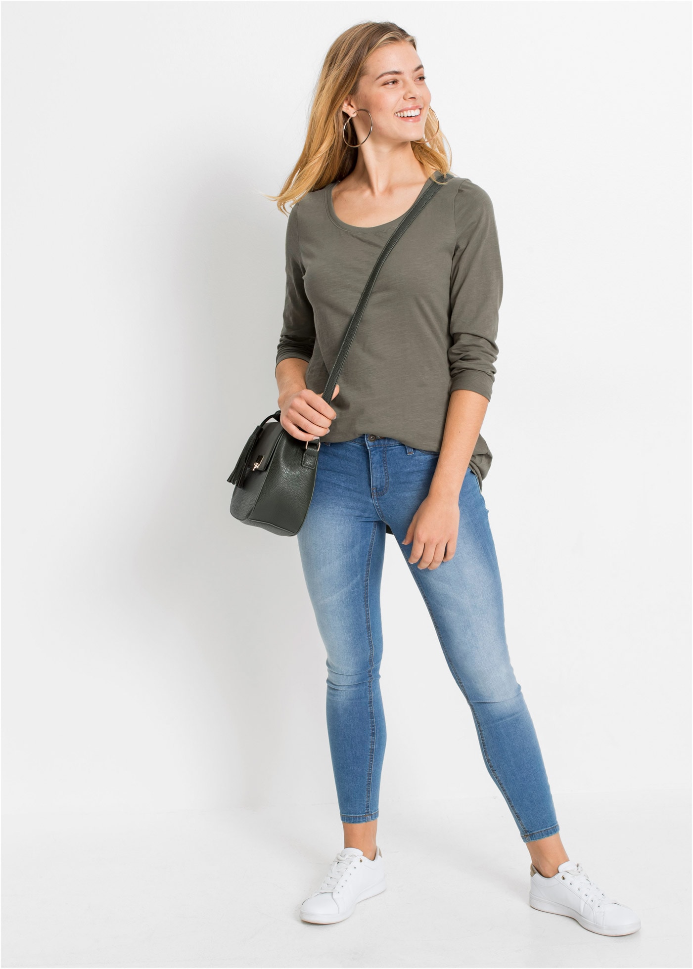 bonprix Langarmshirt »Langarmshirt aus reiner Baumwolle« Langarmshirt aus reiner Baumwolle