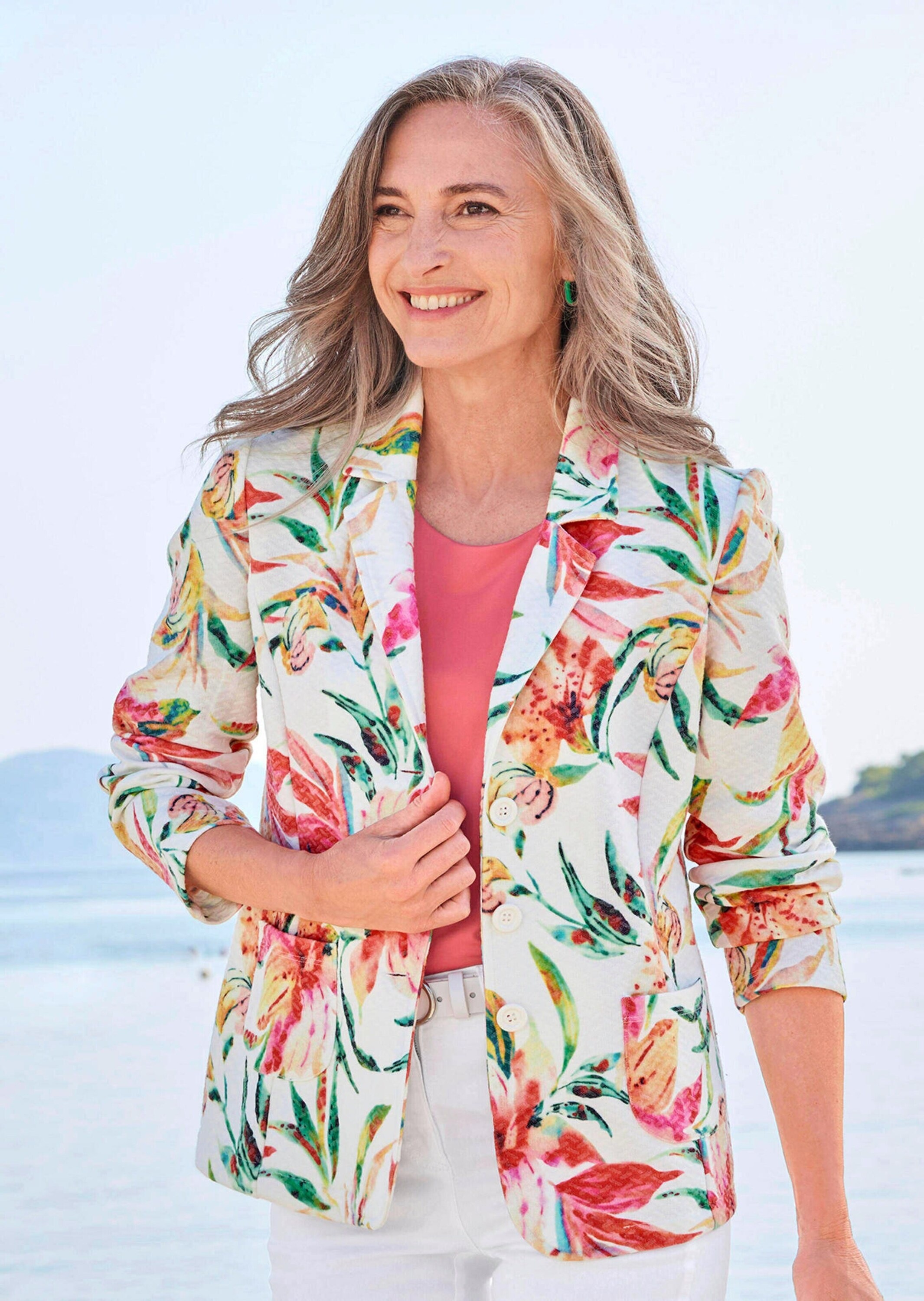 Goldner Women's Tailored Jacquard Blazer Multicolored Size 50 3