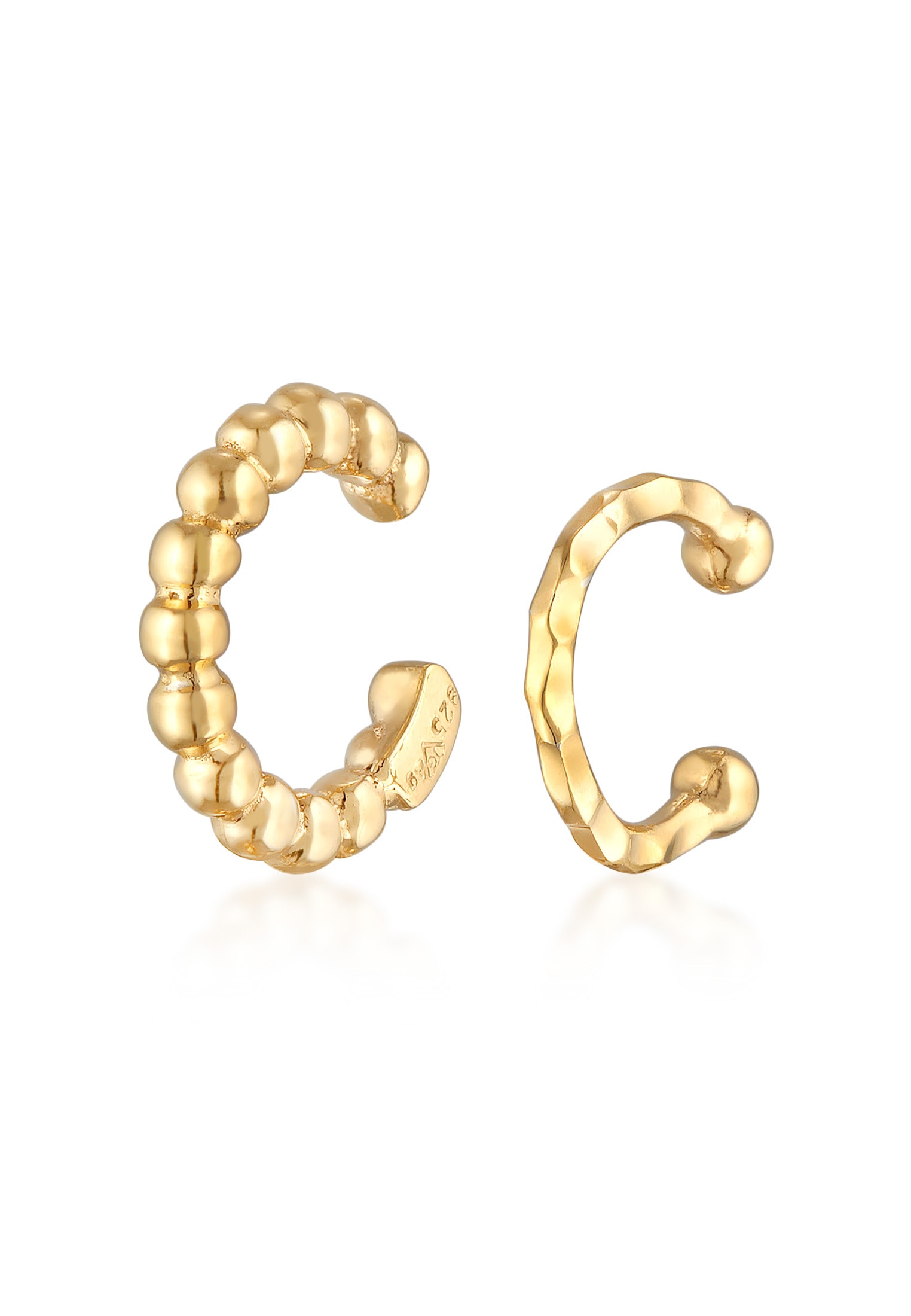 Elli Schmuckset »Ohrringe Earcuff 2er Set Dots Hammerschlag 925 Silber« ()