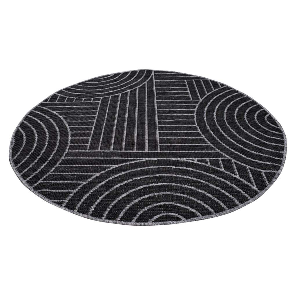Carpet City Outdoorteppich »DUO RUG 5842«, rund, 5 mm Höhe, Wendeteppich Wetterfest In- & Outdoor, Balkon, Terrasse, Wohnzimmer
