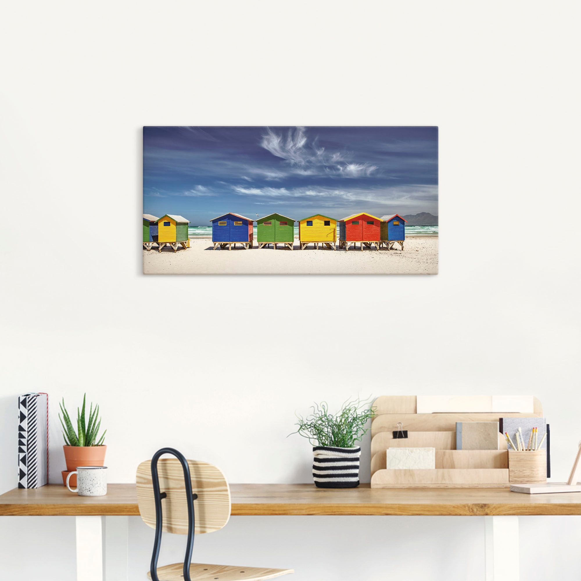 Artland Wandbild "Bunte Strandhäuser bei Kapstadt" Strandbilder 1 Stk. tlg. günstig online kaufen
