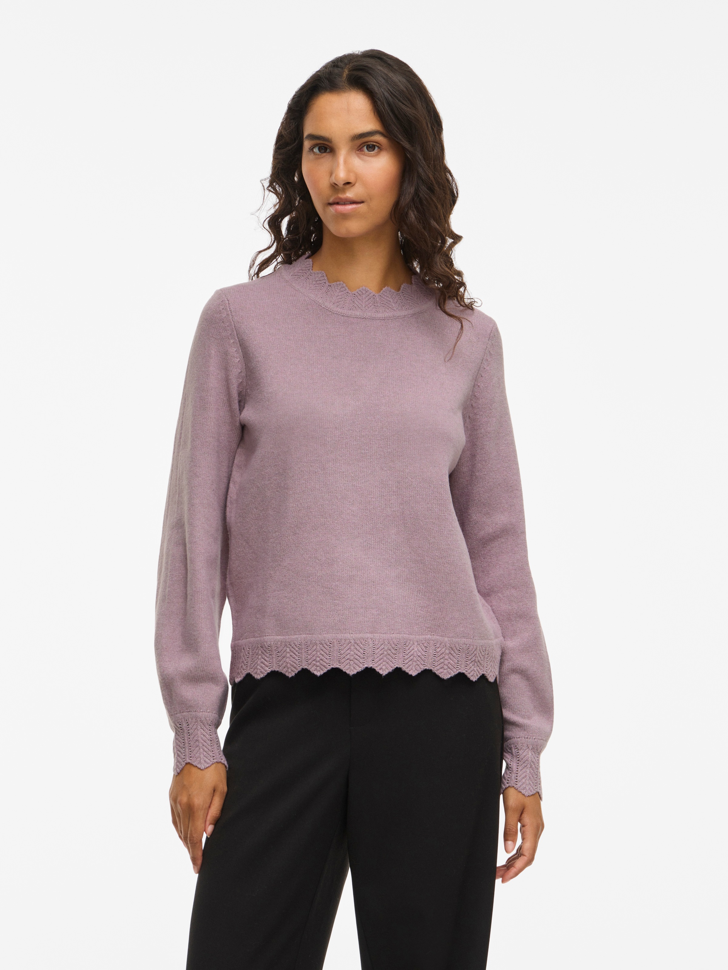 Vila Strickpullover "VINIKOLINA O-NECK L/S KNIT TOP - NOOS" Materialmix, re günstig online kaufen