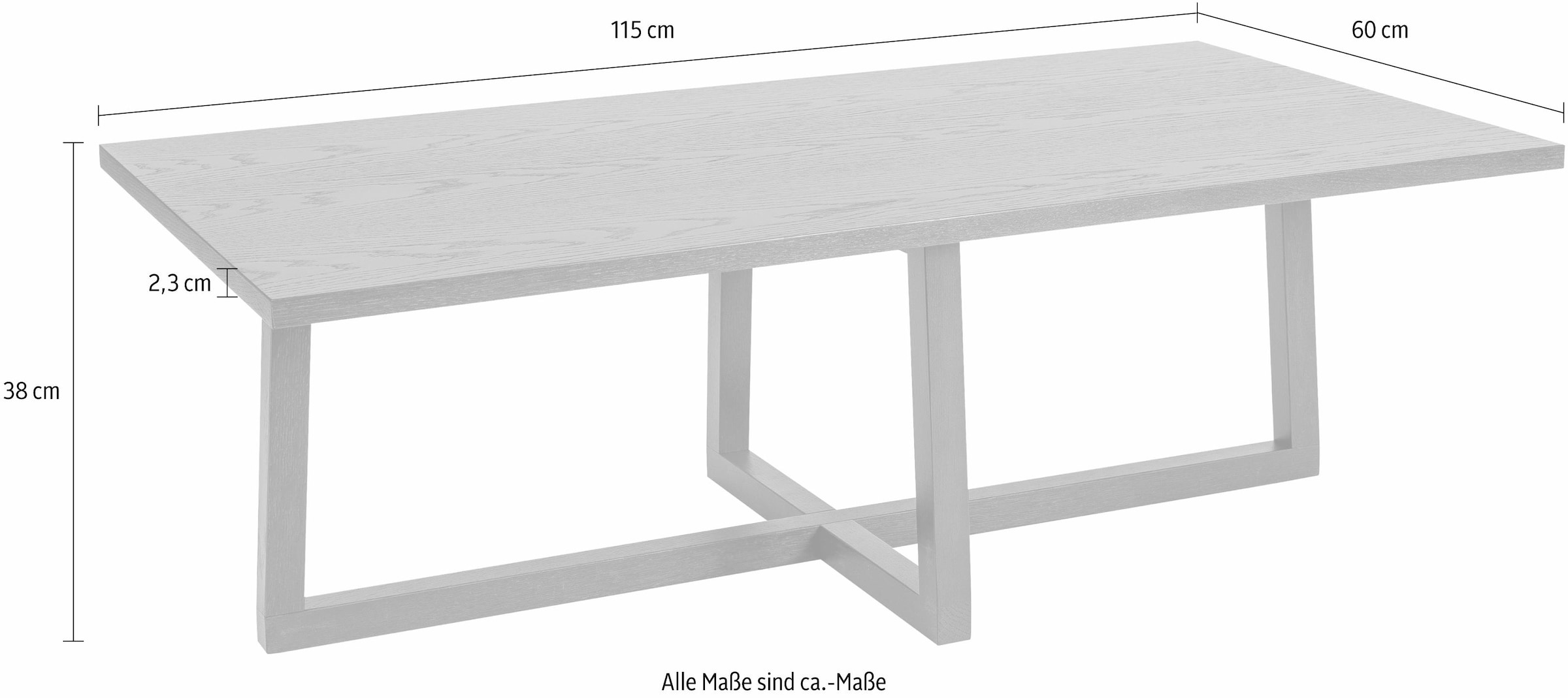 Woodman Couchtisch »Milo«, Breite 115 cm, Gestell aus Massivholz