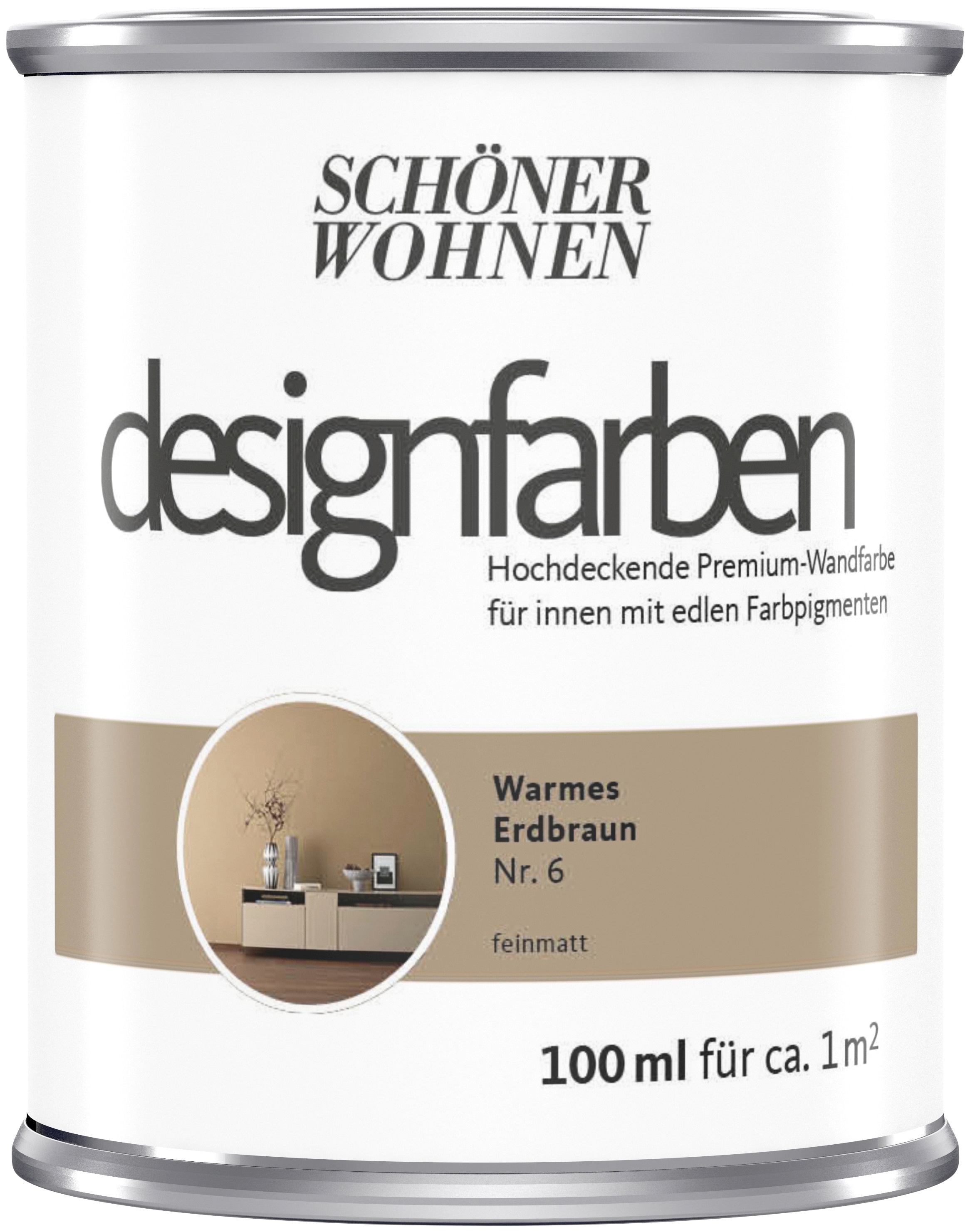 SCHÖNER WOHNEN FARBE Wand- und Deckenfarbe »designfarben«, 100 ml, Warmes Erdbraun Nr....