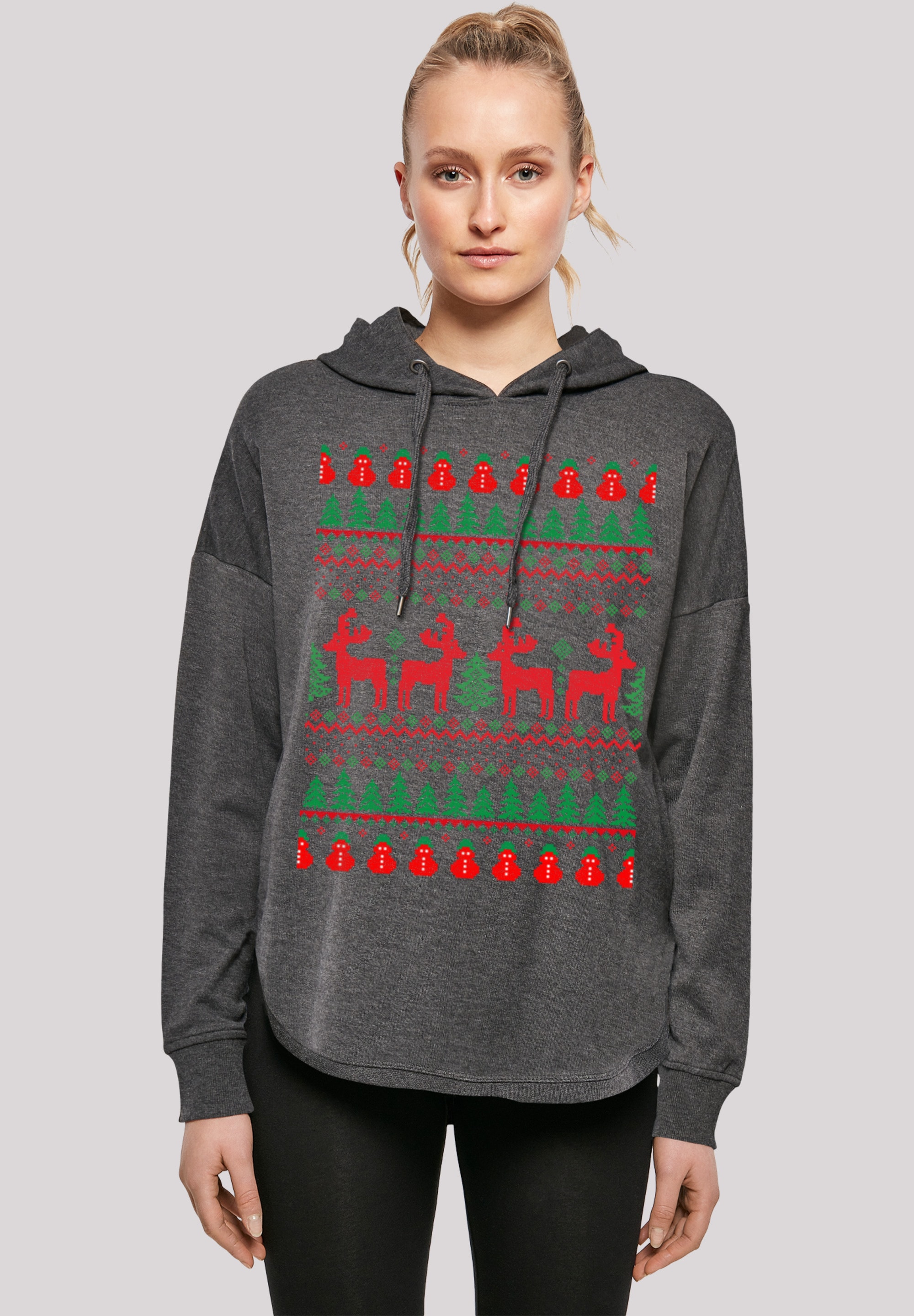 F4NT4STIC Kapuzenpullover "Christmas Reindeers Weihnachten Muster", Print