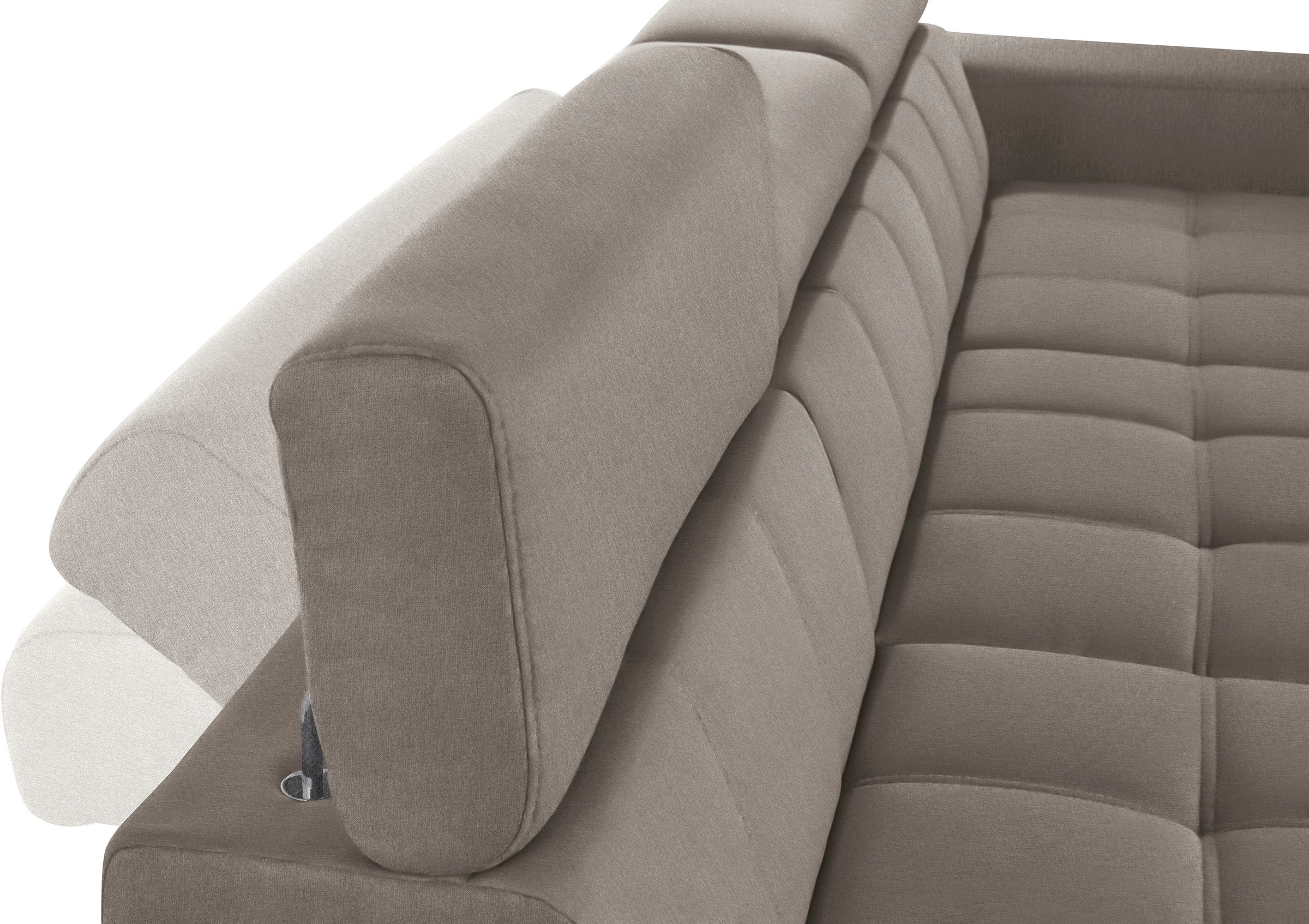 DOMO collection Ecksofa »Cunelli tolle Sitznähte als Designelement, fester Sitzkomfort, L-Form«, wahlweise mit 6-fach verstellbarer Kopfteilverstellung, bodenfrei