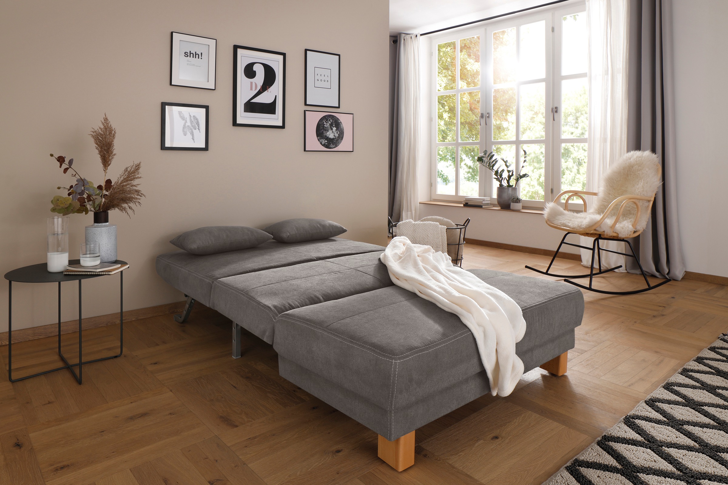 Home affaire Schlafsofa »Gina«, vom Sofa zum Bett mit einem Handgriff, in 4 Breiten, Nierenkissen