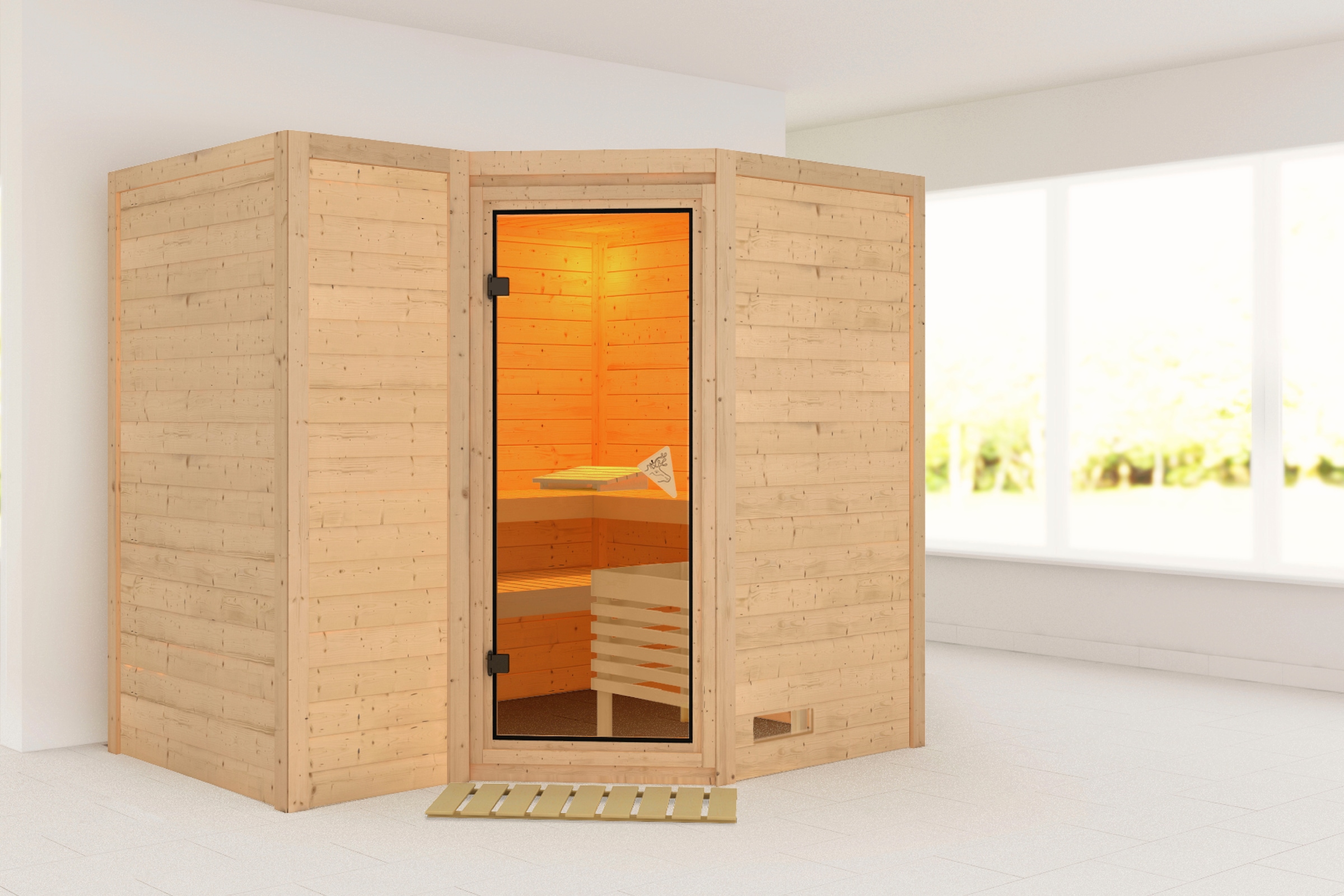 KARIBU Sauna "Sanna 2", ohne Ofen, (ohne Ofen), beige, Saunen, ohne Ofen