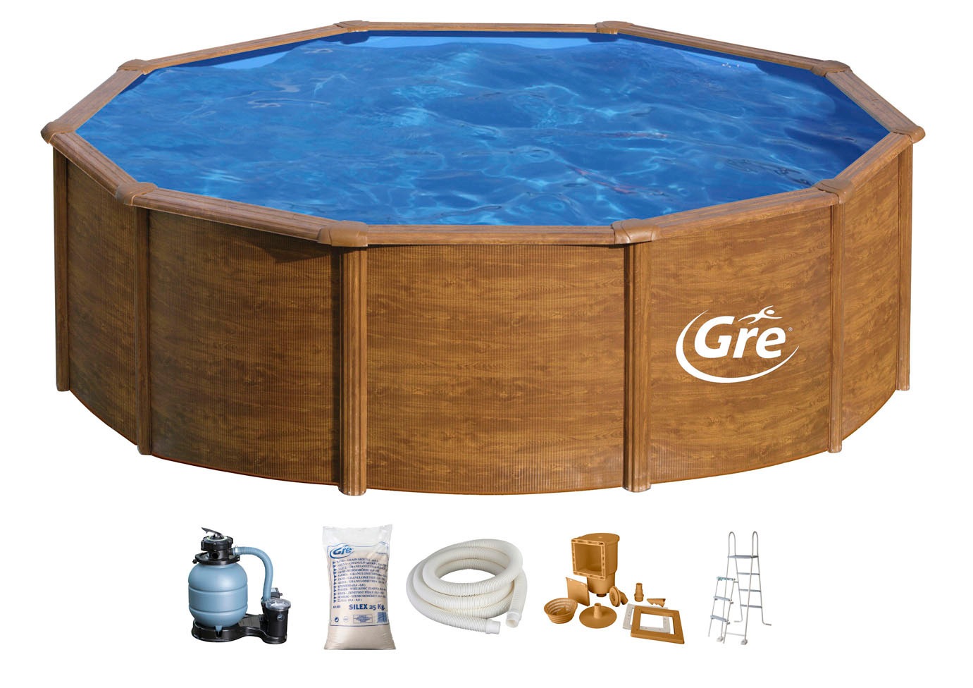 Gre Rundpool „PACIFIC in Holzoptik inkl. Zubehör“ Höhe: 120 cm, in versch. Größen erhältlich