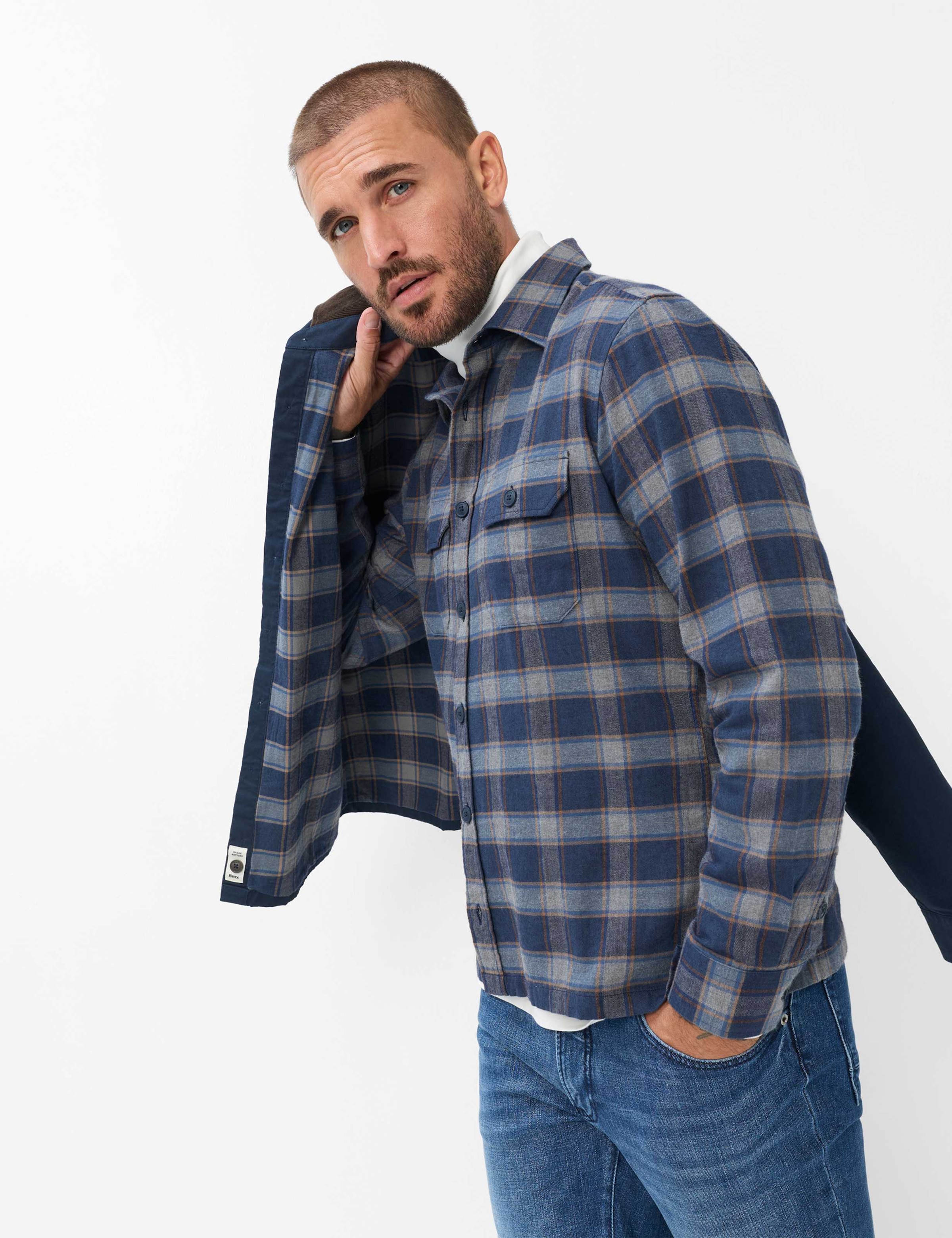 Brax Langarmhemd »Style KAY« Flanell: Overshirt aus reiner Baumwolle