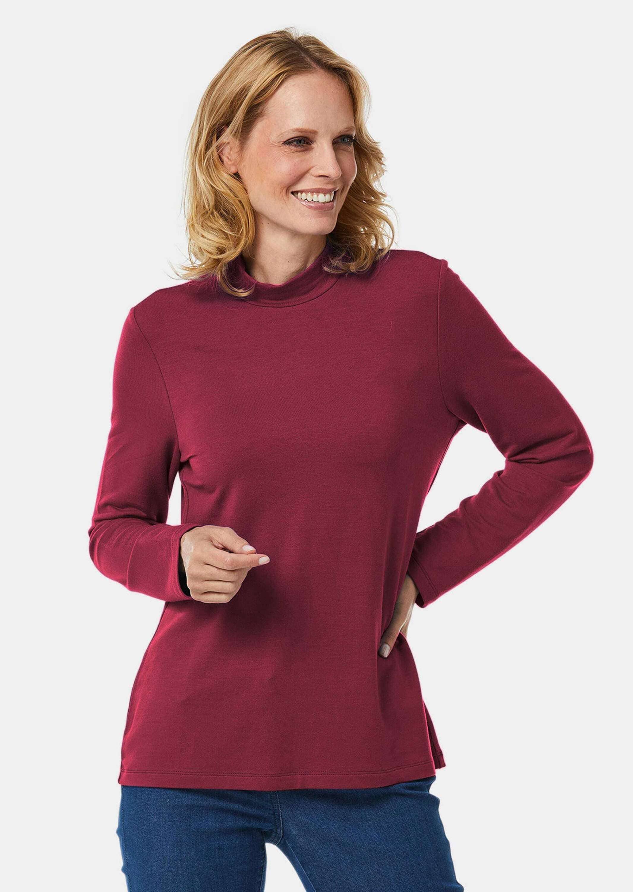 GOLDNER Longpullover »Stehbundshirt Stehkragenshirt mit Langarm«
