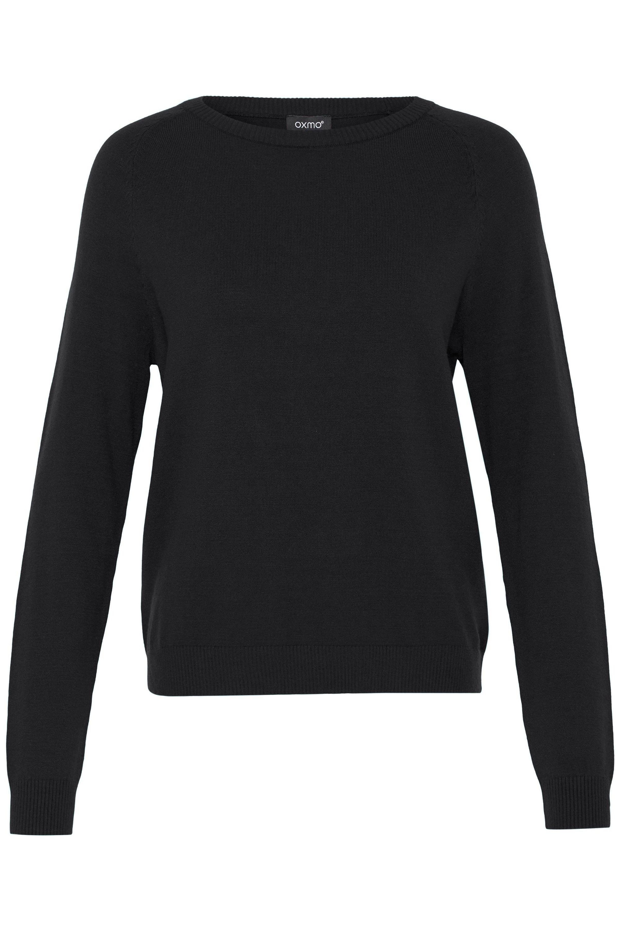 Strickfleece-Pullover OXMO "Strickpullover OXBMMNORA RAGLAN JUMPER", Damen, Gr. M, schwarz, Obermaterial: 52% Viskose CV. 28% Polyester PES. 20% Polyamid PA., Pullover