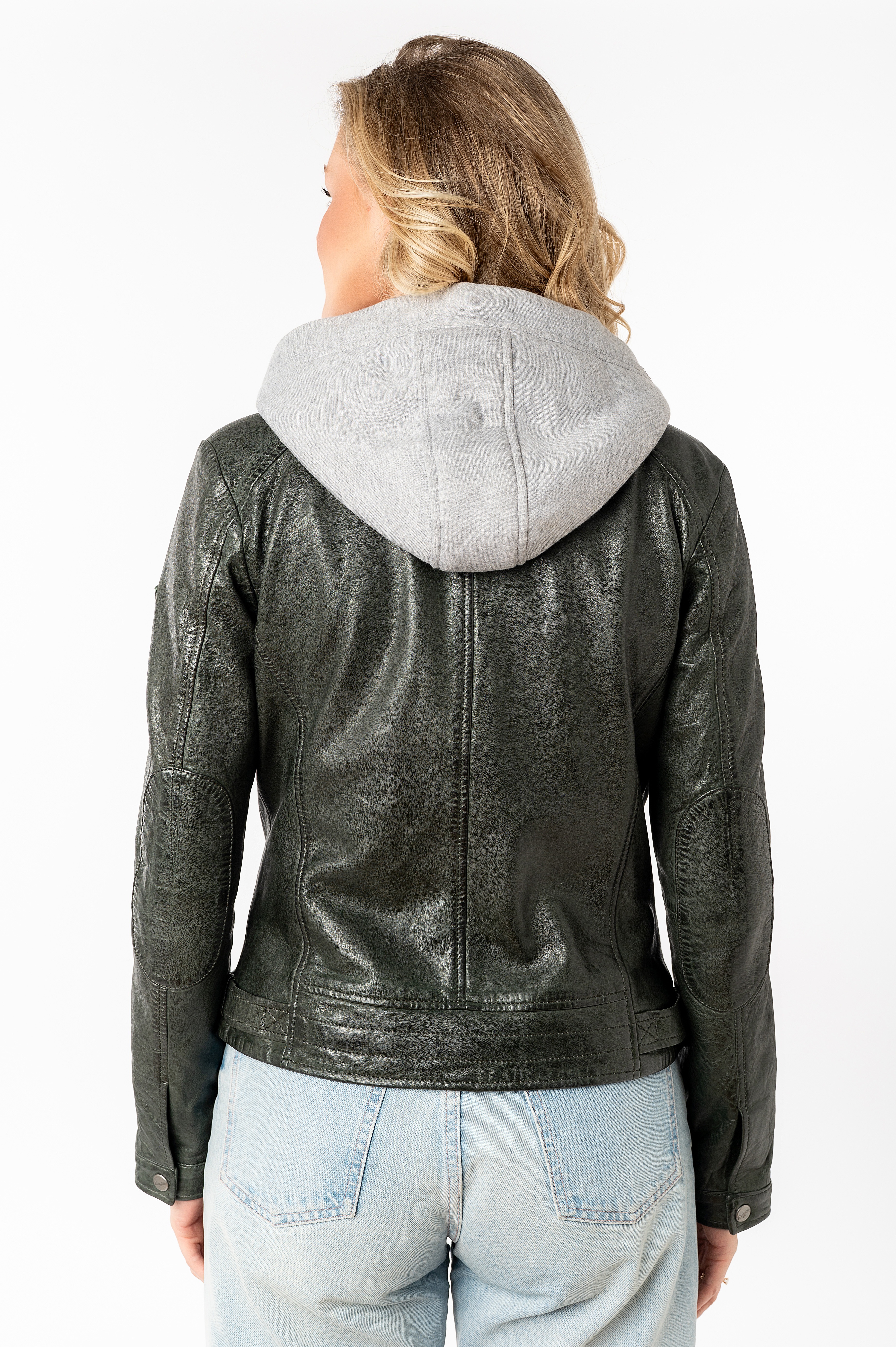 Thumbnail - Mauritius Lederjacke "MWAleni" mit Kapuze mit Jerseykapuze und Stehkragen