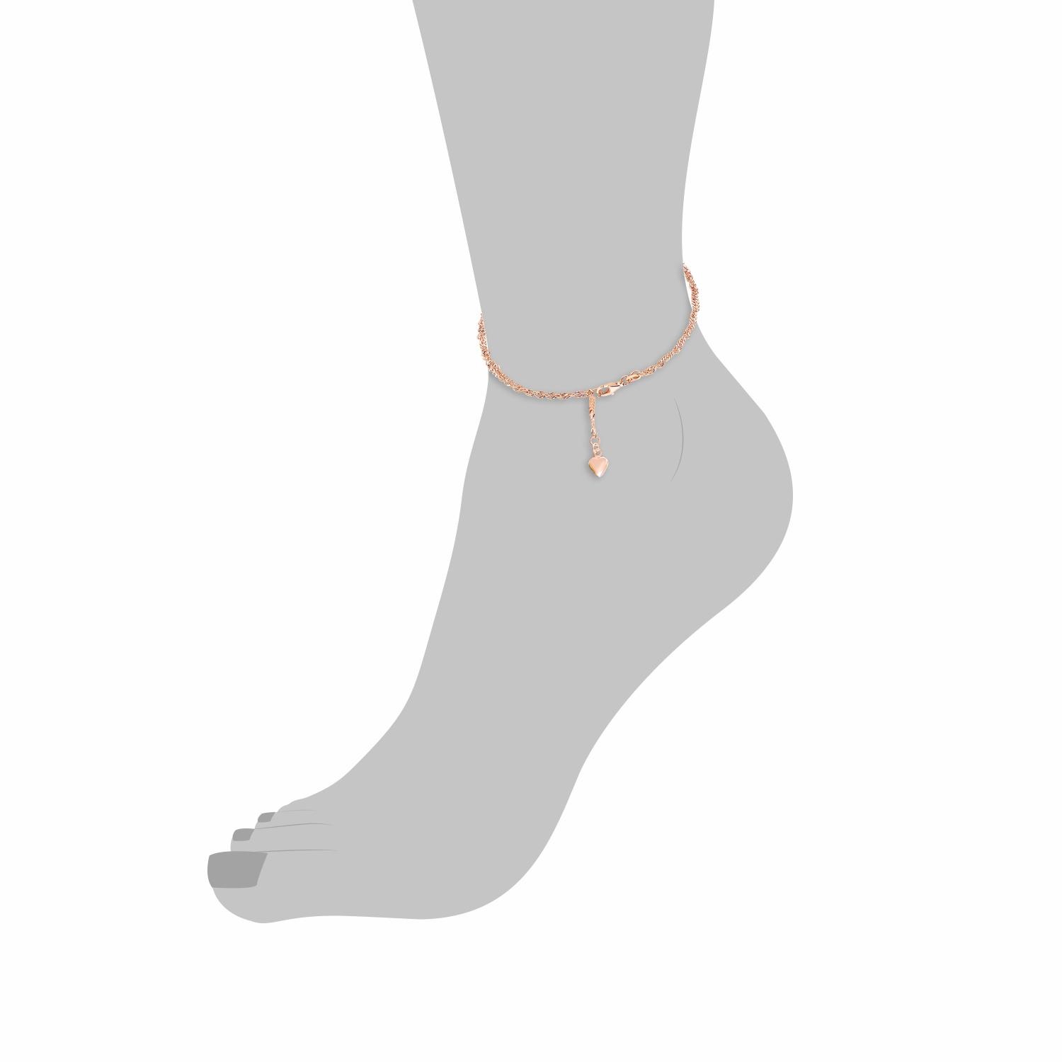 Fußkette AMOR "Schmuck Geschenk Körperschmuck, Singapurkettengliederung", silber (silber, 925), Fußketten, Damen, Silber 925 (Sterlingsilber) 5