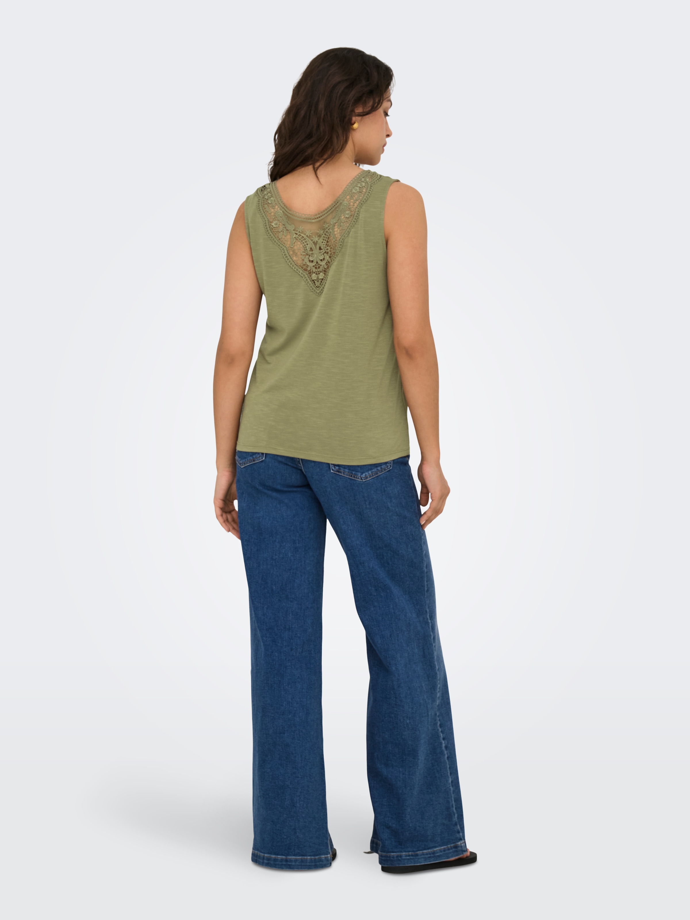 ONLY Spitzentop »ONLFREDA S/L U-NECK MIX TOP BOX JRS«