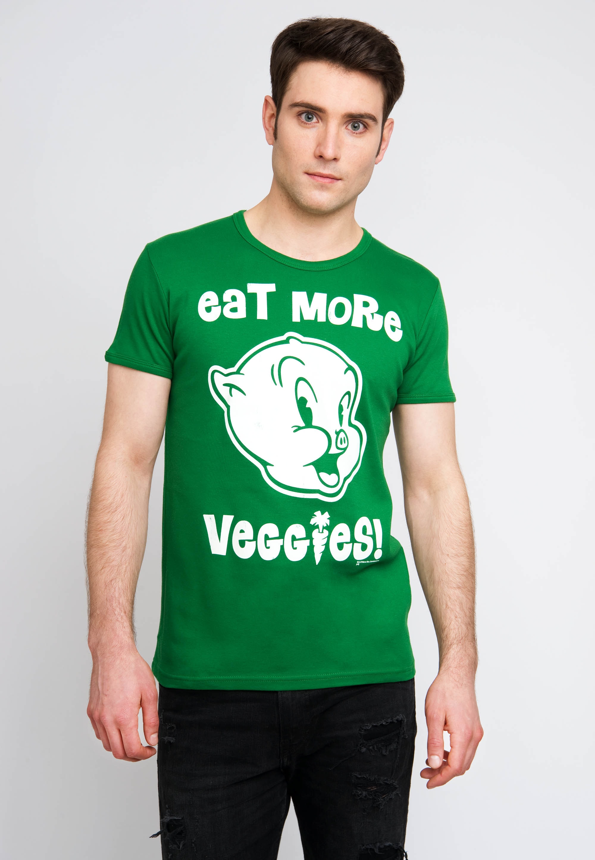 LOGOSHIRT T-Shirt »Looney Tunes - Eat More Veggies«, mit Schweinchen Dick-Print