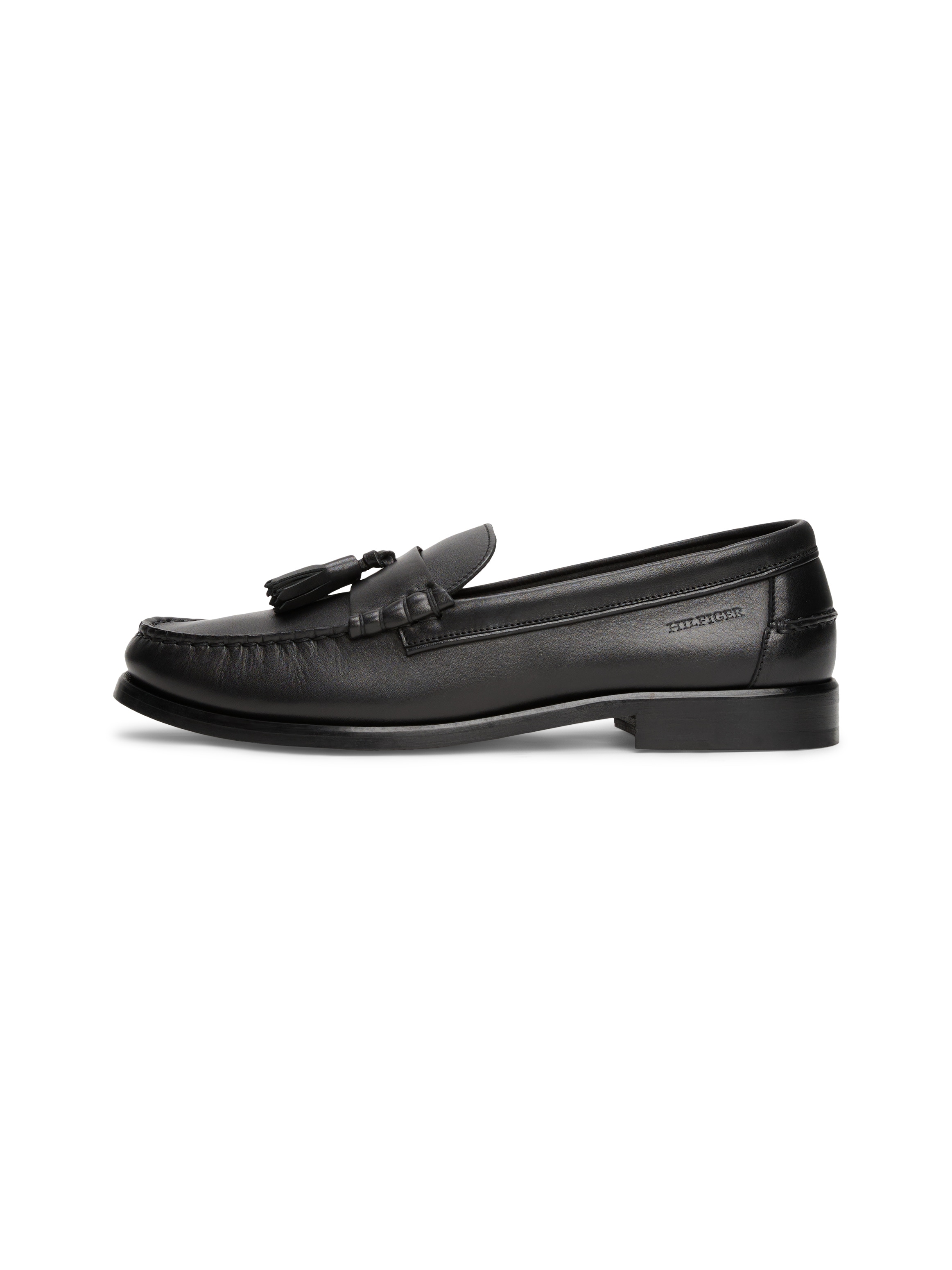 Tommy Hilfiger Slipper »HILFIGER TASSEL LTH LOAFER«, Blockabsatz, Mokassin, Businessschuh mit modischer Quasten