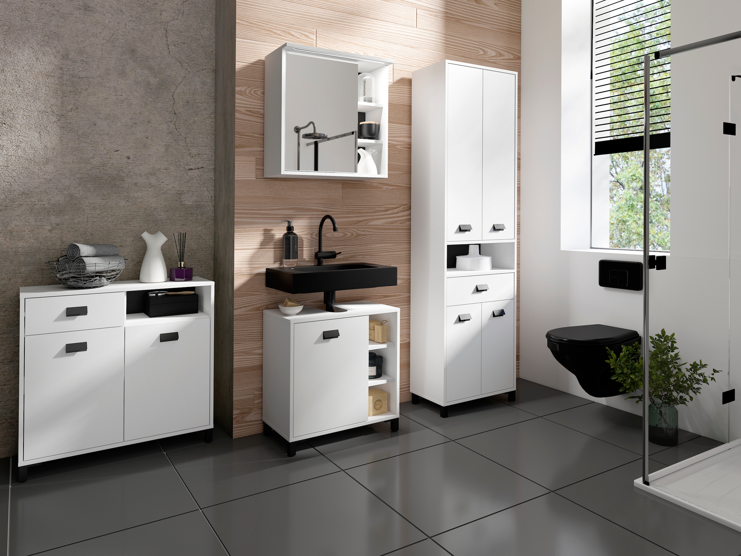 byLIVING Badmöbel-Set »Wellness« Komplett-Set, 4-tlg, 4 Stk. tlg.