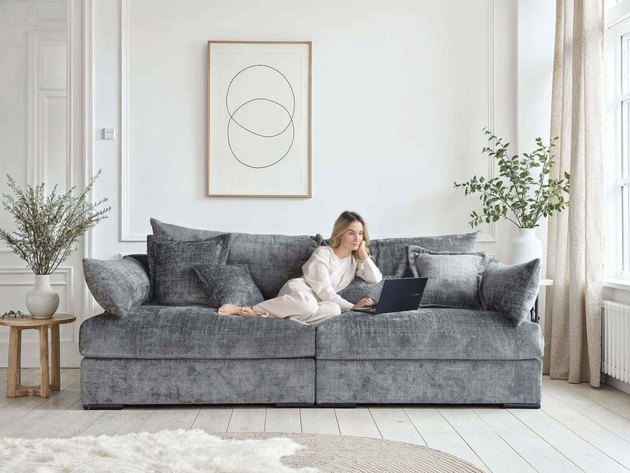 Home affaire "Casa XL, B: 190 cm" 4 Zierkissen, Mega-Sofa, in Cord oder Chenille-Struktur, Federkern