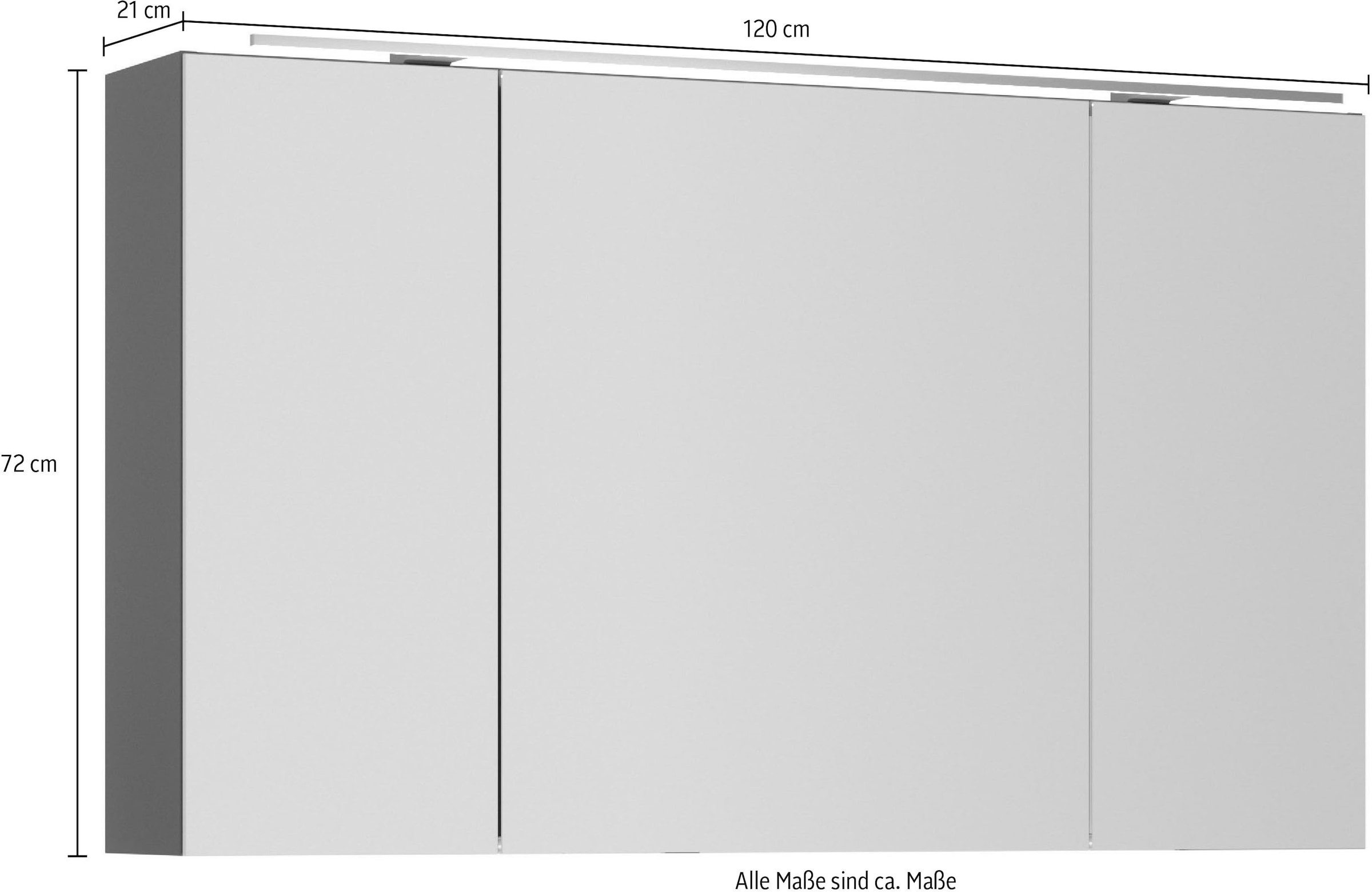 nobilia® Spiegelschrank »Prina«, (inkl. Beleuchtung mit Dimmerfunktion), in Breiten 60, 80, 100 und 120 cm, innenliegende Steckdose