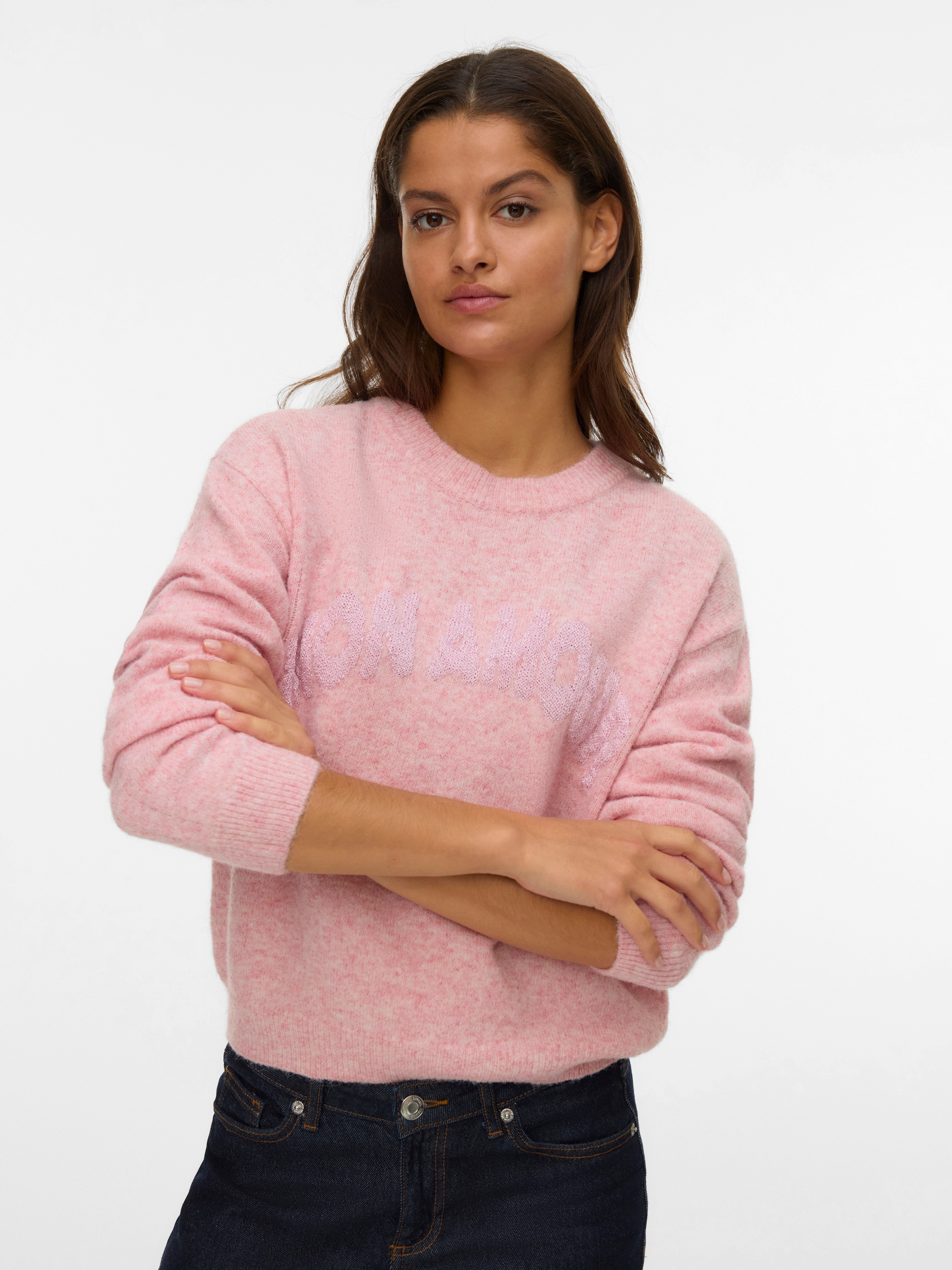 Vero Moda Strickpullover "VMAMOREMIO LS O-NECK PULLOVER BOO" günstig online kaufen