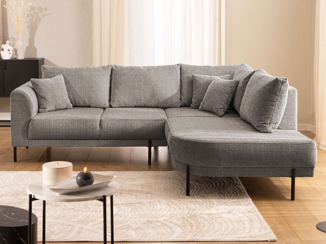 Thumbnail - Home affaire Ecksofa "NELLIA L-Form mit Ottomane rechts oder links bestellbar, Breite 231 cm" enthält 5 Rückenkissen, an...