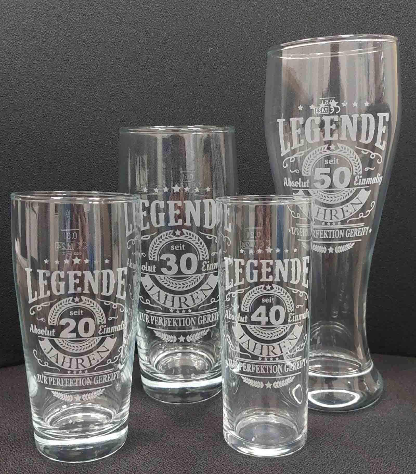 LUXENTU Bierglas »Kölschglas Kölner Stange mit Gravur Legende seit 20 Jahren 0,2 Liter transparent«