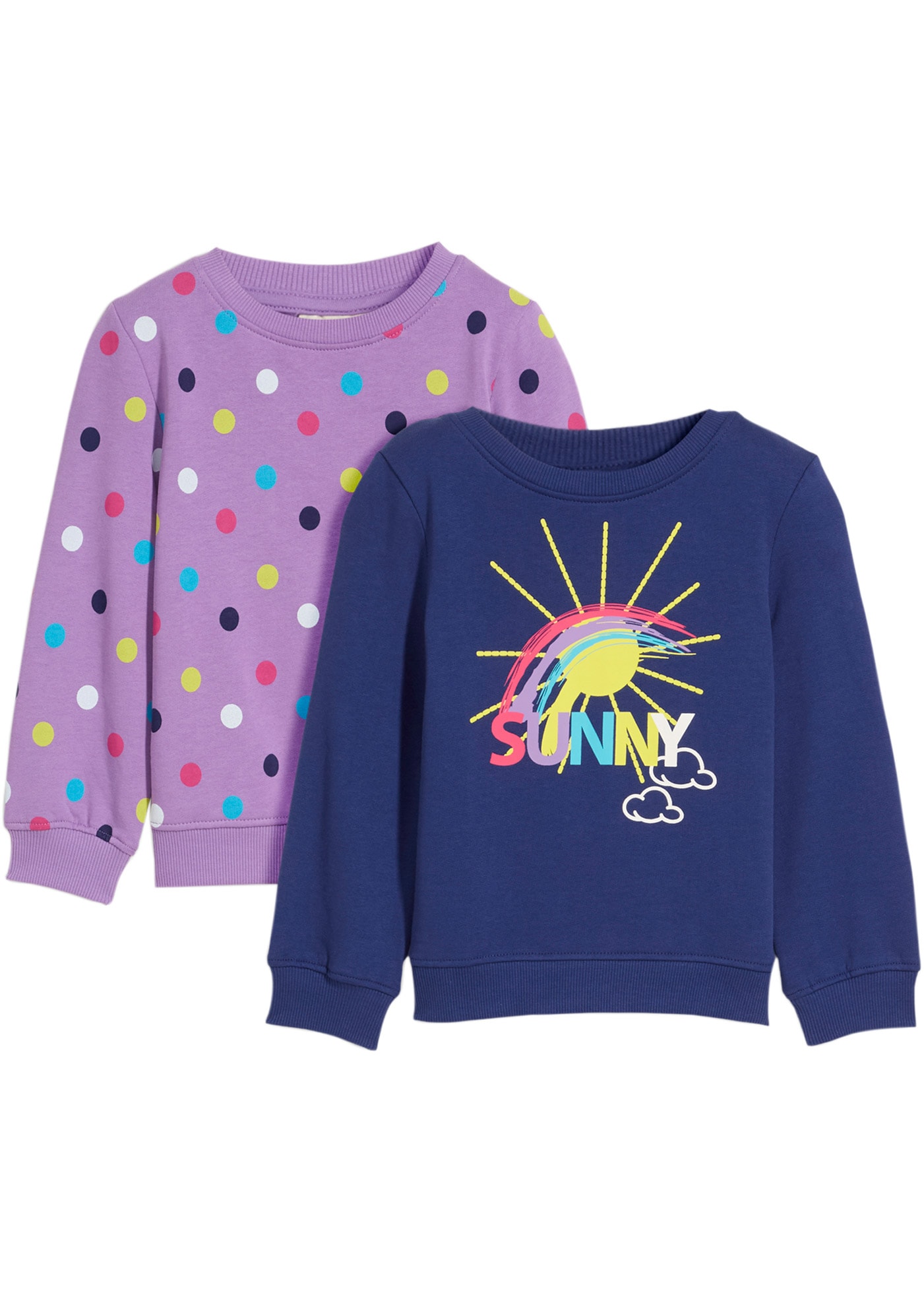 bonprix Sweatshirt »Sweatshirt aus reiner Baumwolle (2er Pack)«, 2 Stk. Regular Fit, Casual Stil, aus Baumwolle, strapazierfähig

