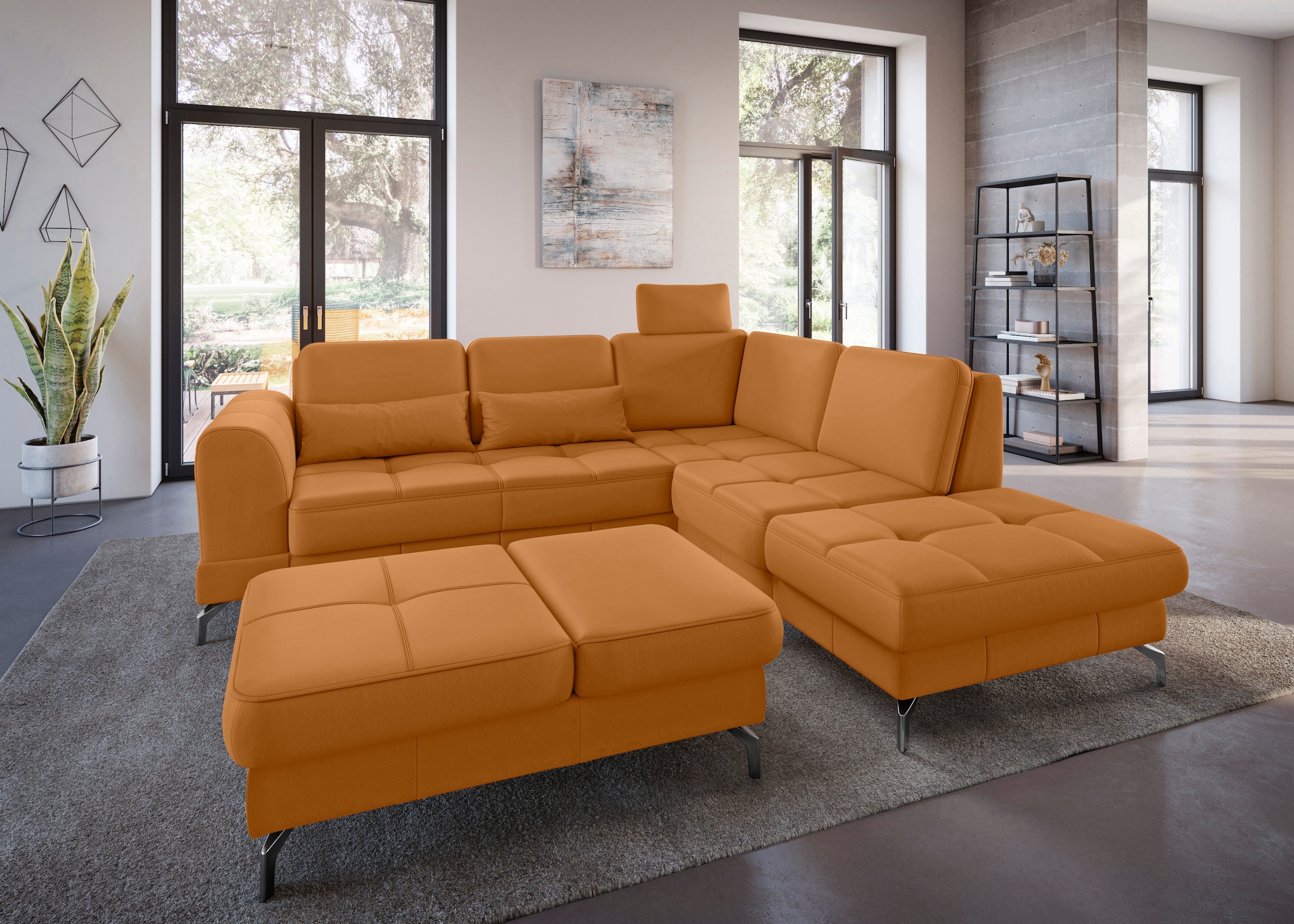 sit&more Ecksofa "Bendigo L-Form" inklusive Sitztiefenverstellung, Bodenfreiheit 12 cm, in 2 Fußfarben