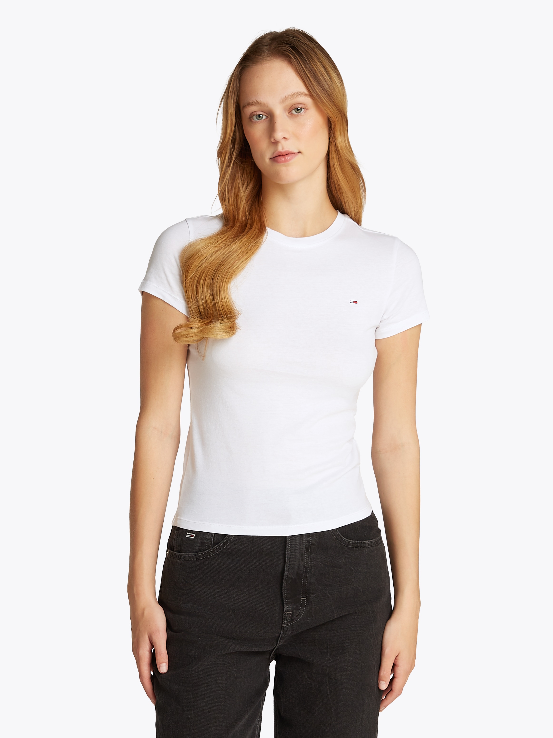 T-Shirt »TJW SLIM C-NECK TEE«, mit Logo-Stickerei