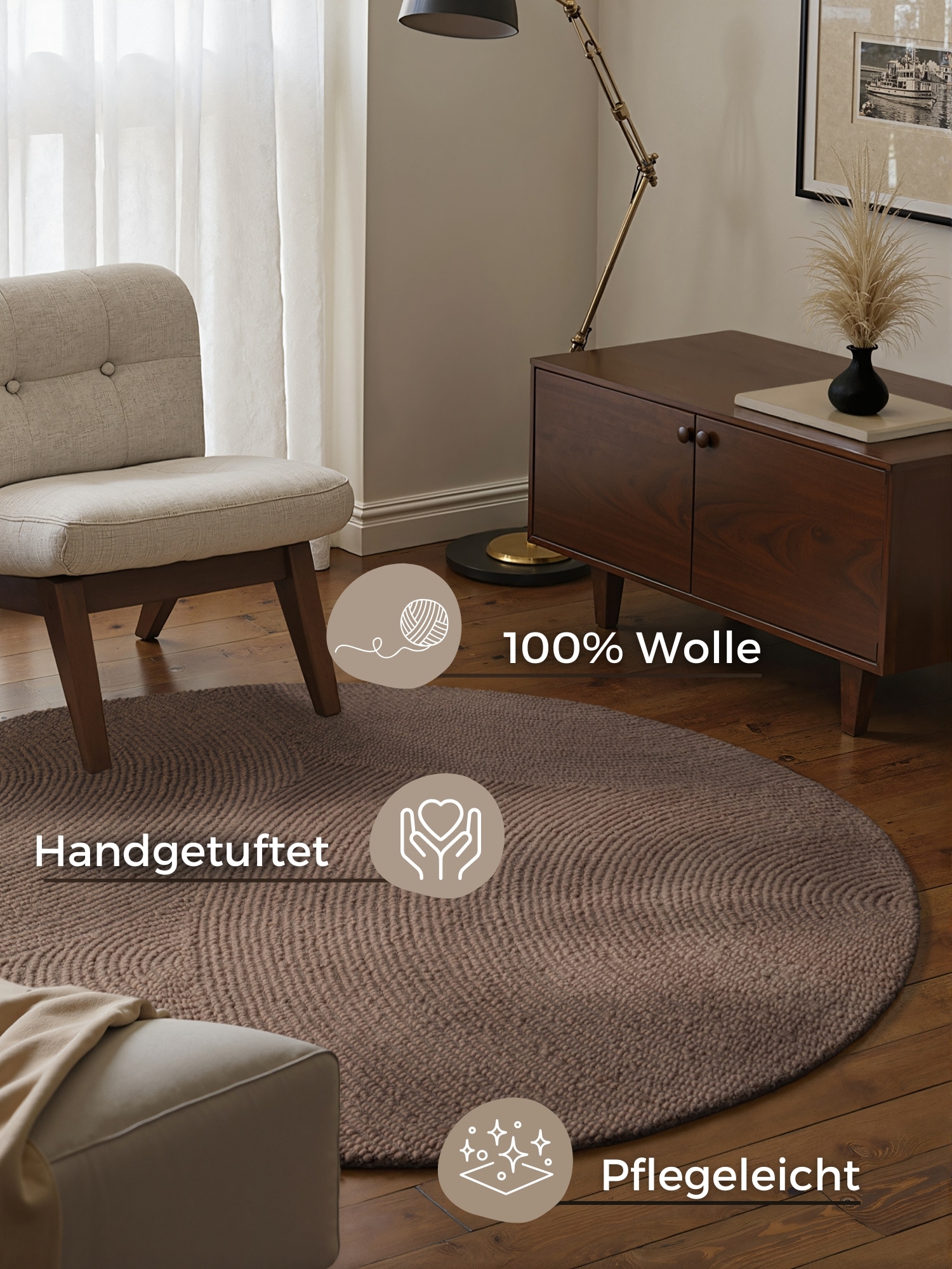 HANSE Home Wollteppich »Eleni«, rechteckig, 18 mm Höhe, Handgetuftet, Wolle, Natur, Wohnzimmer, Schlafzimmer, Skandi, Hygge