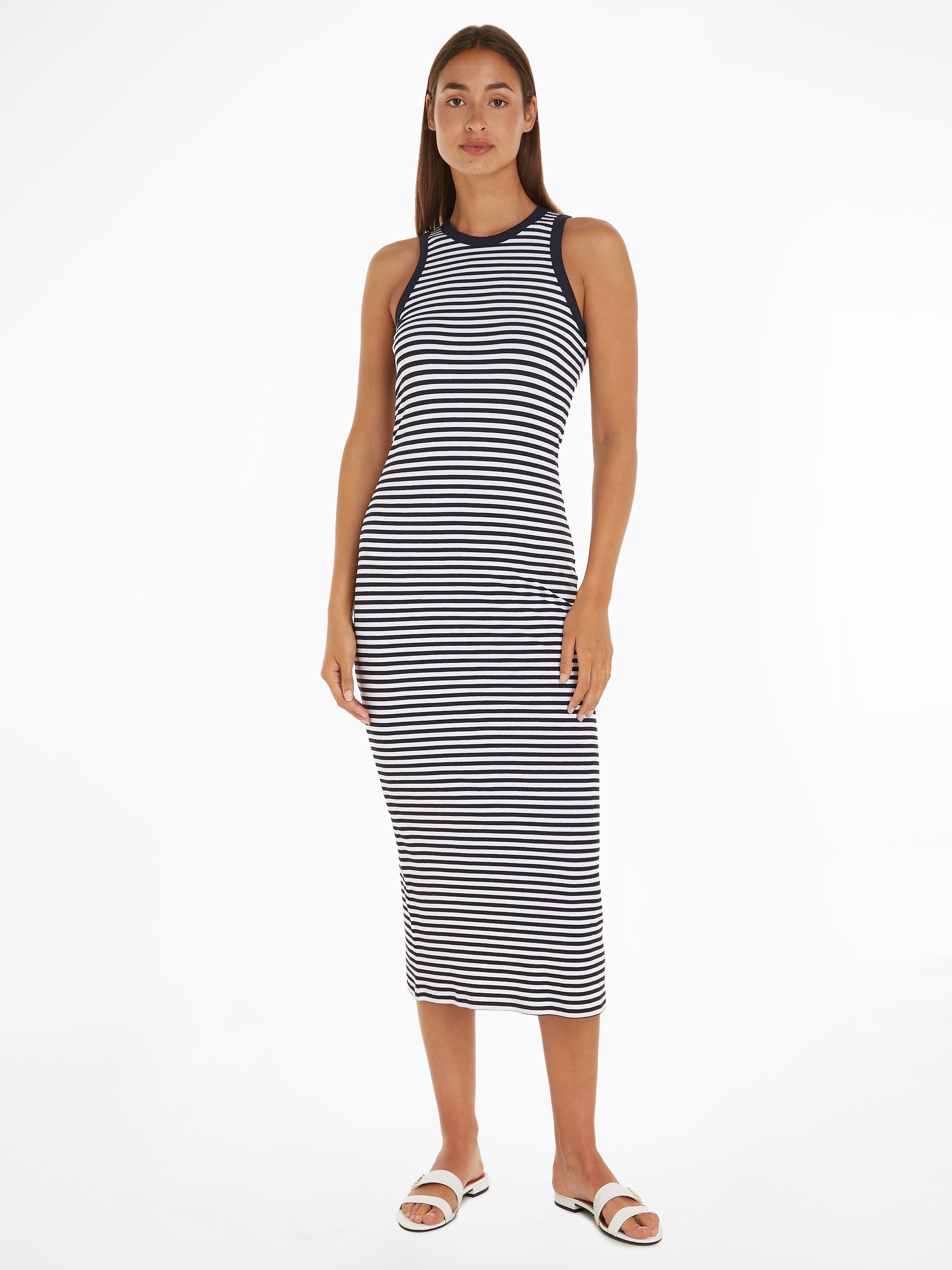 Tommy Hilfiger Midikleid "SLIM 5X2 STR RIB MIDI DRESS NS", in gestreigter Optik