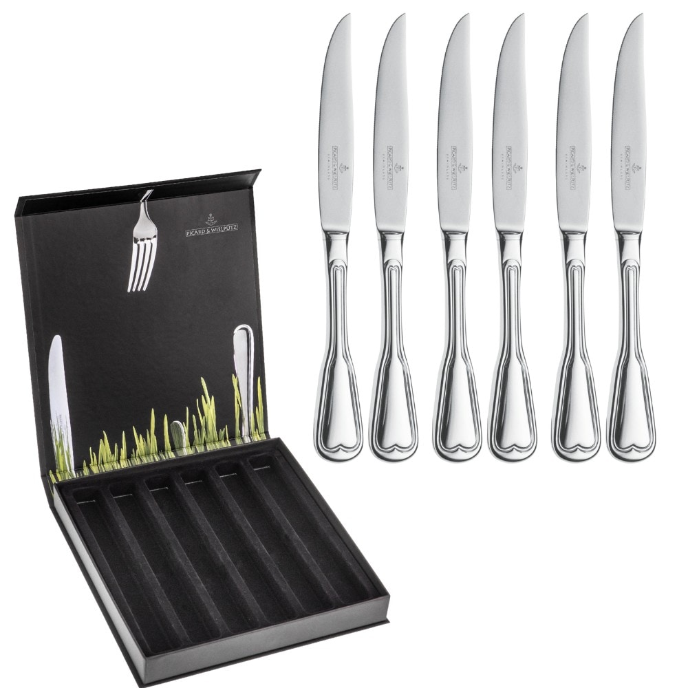 Steakmesser "Altfaden, im Geschenkkarton", 6 tlg.silberfarben, PICARD & WIELPÜTZ SOLINGEN, Essmesser, praktisches Steakmesser-Set