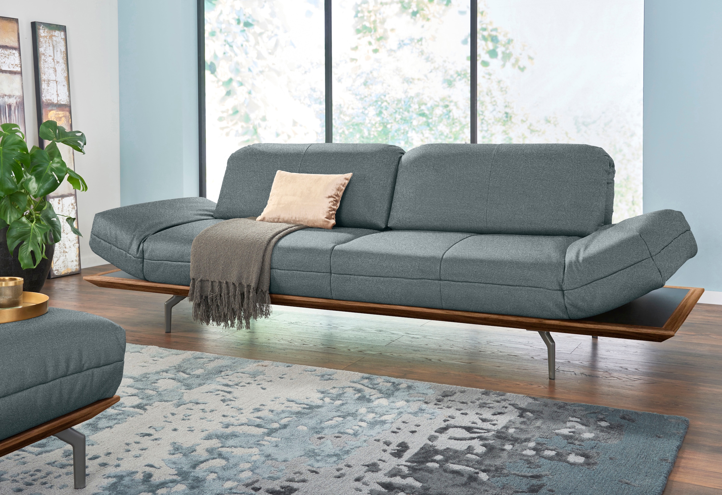 Creation BY ROLF BENZ 3-Sitzer "CR.420, Designsofa, Loungesofa" in 2 Qualitäten, Holzrahmen in Eiche Natur oder Nußbaum, Breite 232 cm