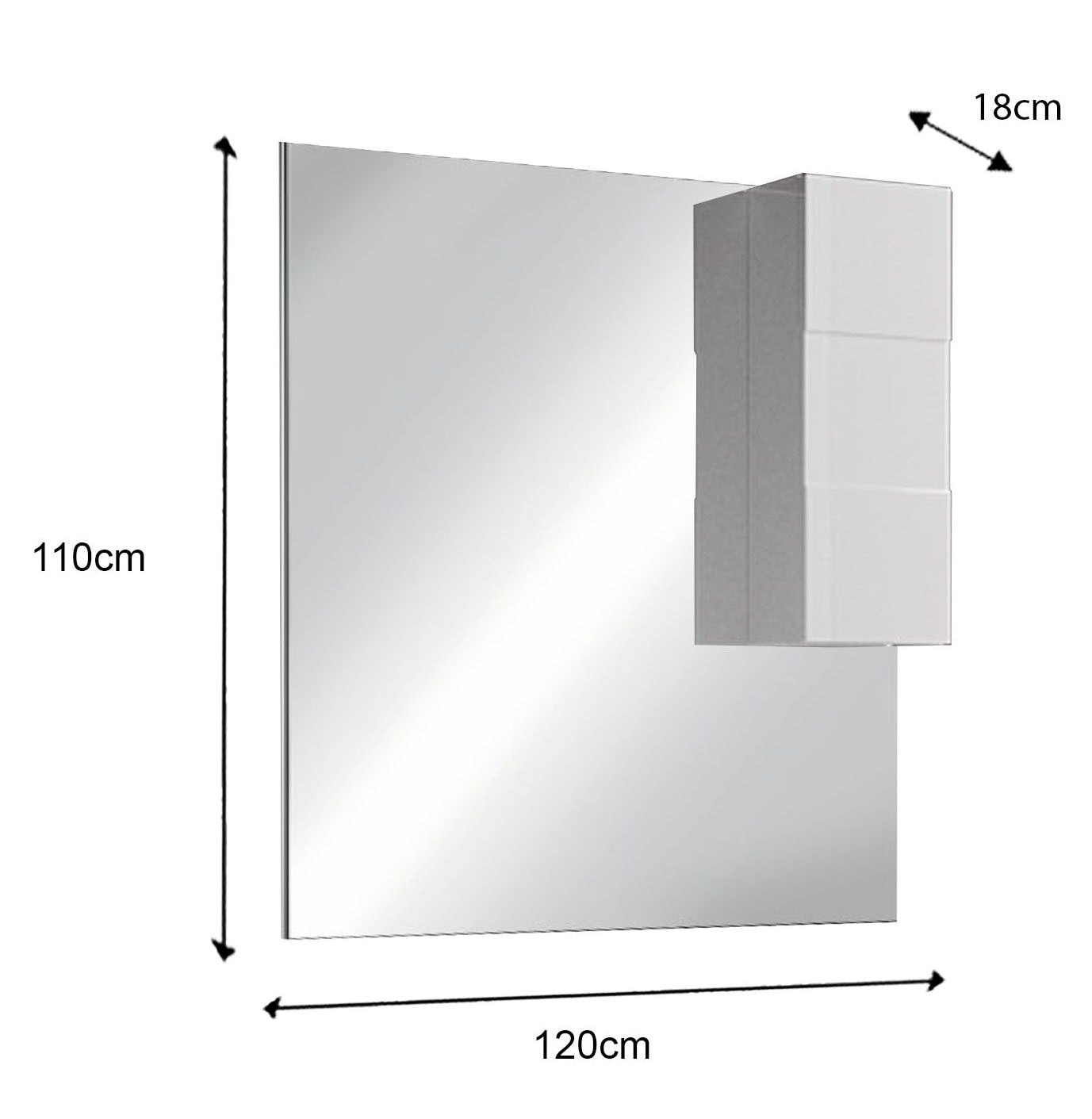 welltime Spiegelschrank »Dama«, Badspiegelschrank mit Breite BAUR inkl. 120 Beleuchtung LED, 1 | Tür