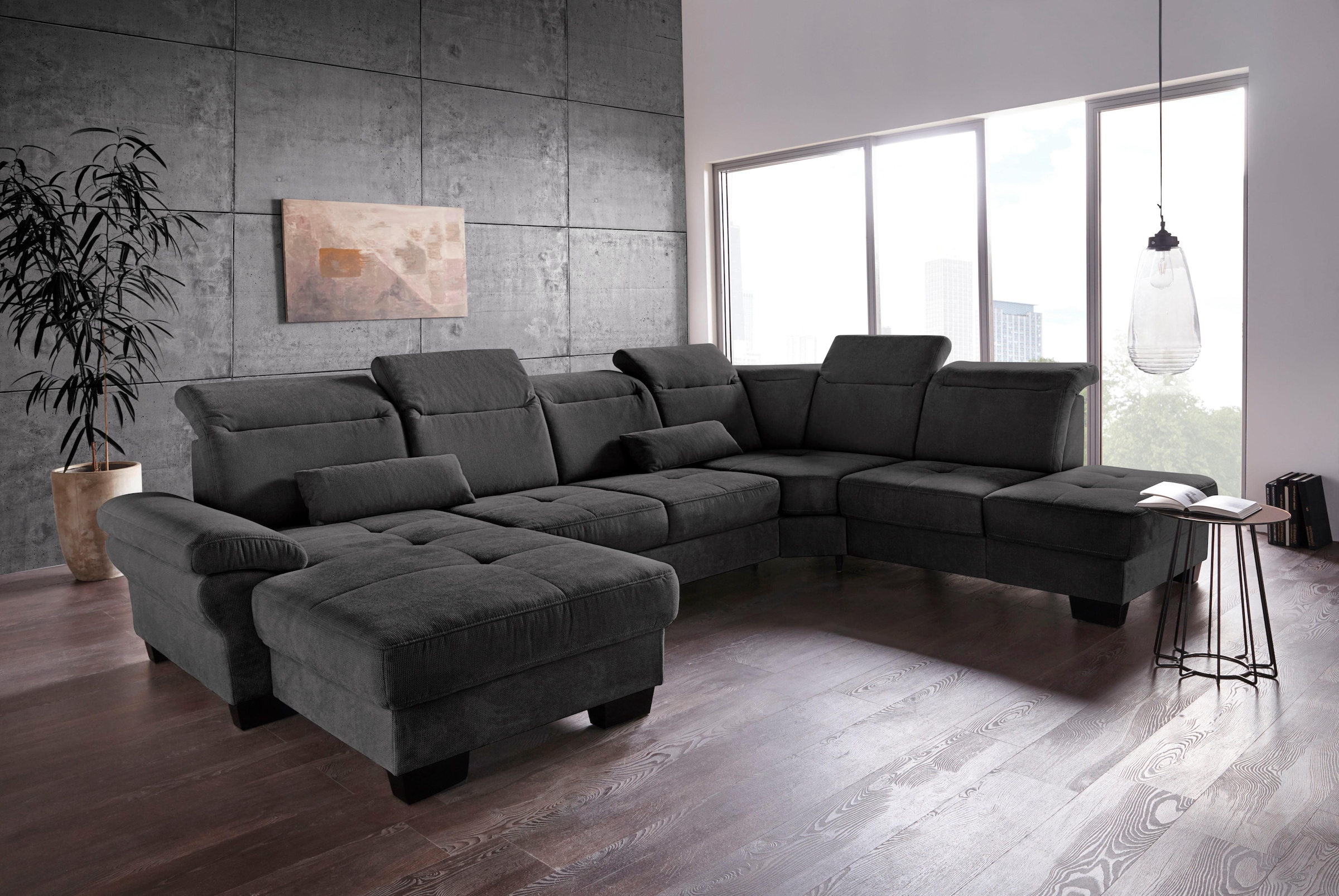 Places of Style Wohnlandschaft »Cornwall U-Form«, inkl. Sitztiefenverstellung, wahlweise mit Bettfunktion