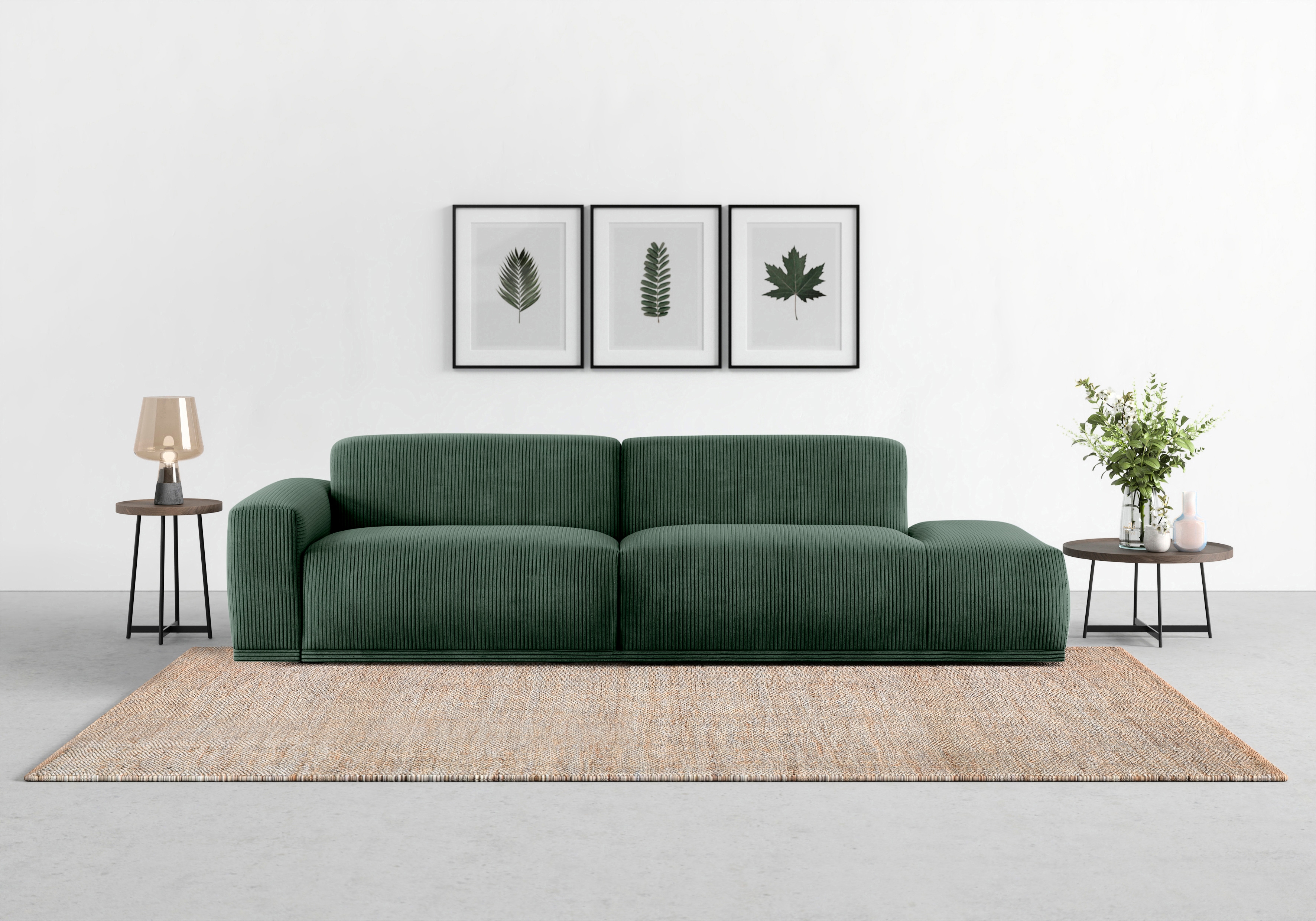 TRENDMANUFAKTUR Big-Sofa "Braga, mit hochwertigem Kaltschaum, Megasofa, Japandi-Design" modernes Big-Sofa, Couch mit hohem Sitzkomfort, 277/72/107 cm (B/H/T)