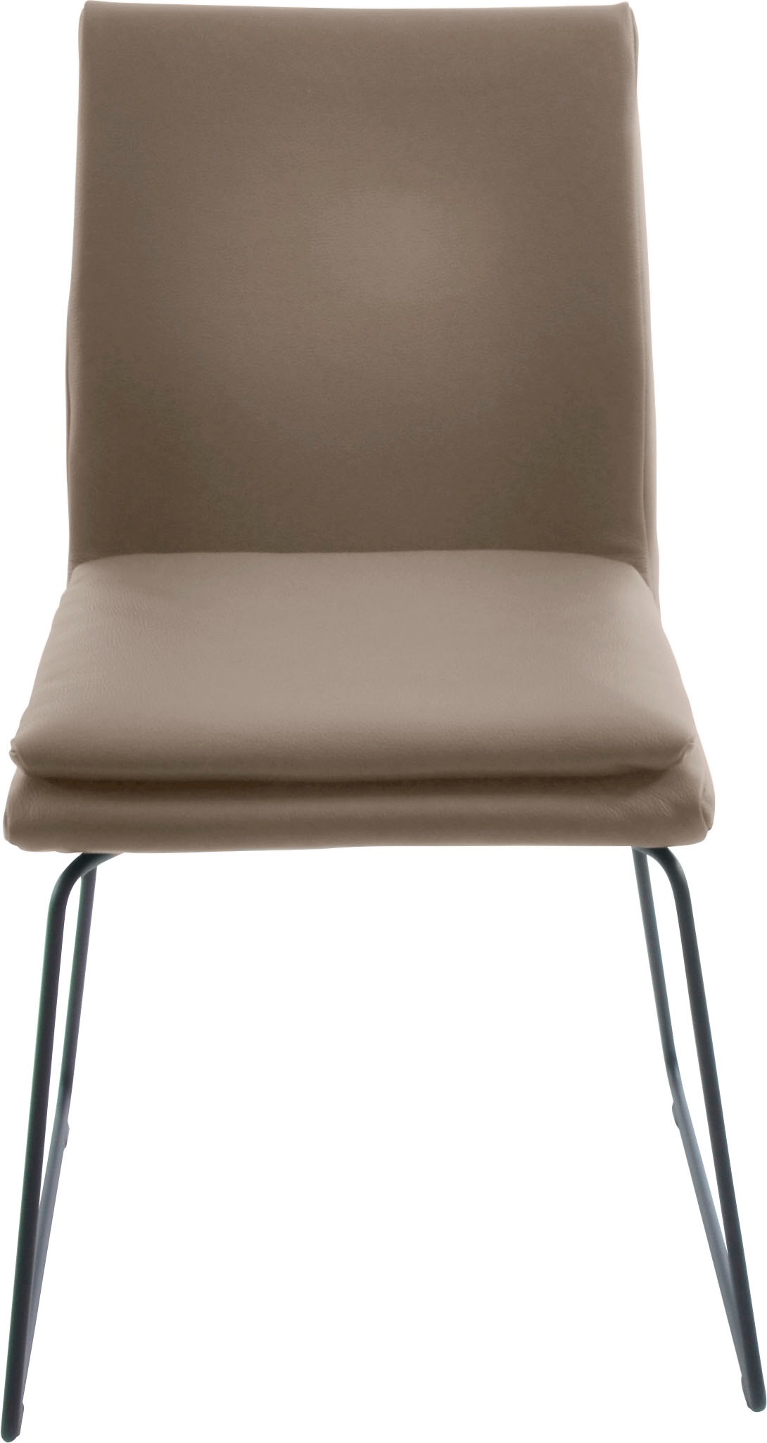 K+W Komfort & Wohnen Esszimmerstuhl "Creso Lederstuhl" () mit Sitzkissen und Rundrohrkufe in Metall schwarz Struktur