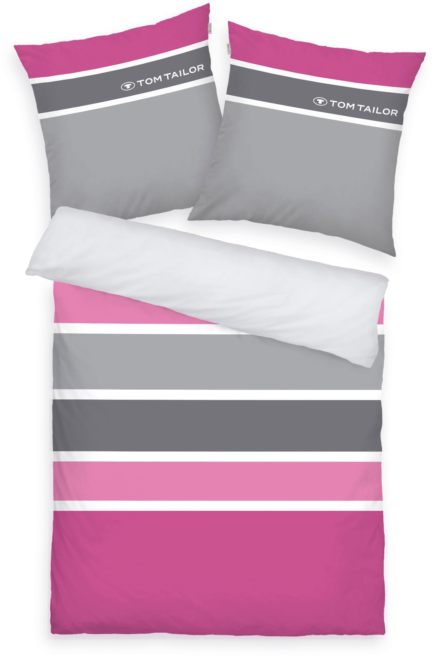 Thumbnail - TOM TAILOR HOME Bettwäsche "Felix in Gr. 135x200 oder 155x220 cm" 3 Stk. tlg. mit GRATIS-Zugabe: Gästehandtuch (100% Bau...
