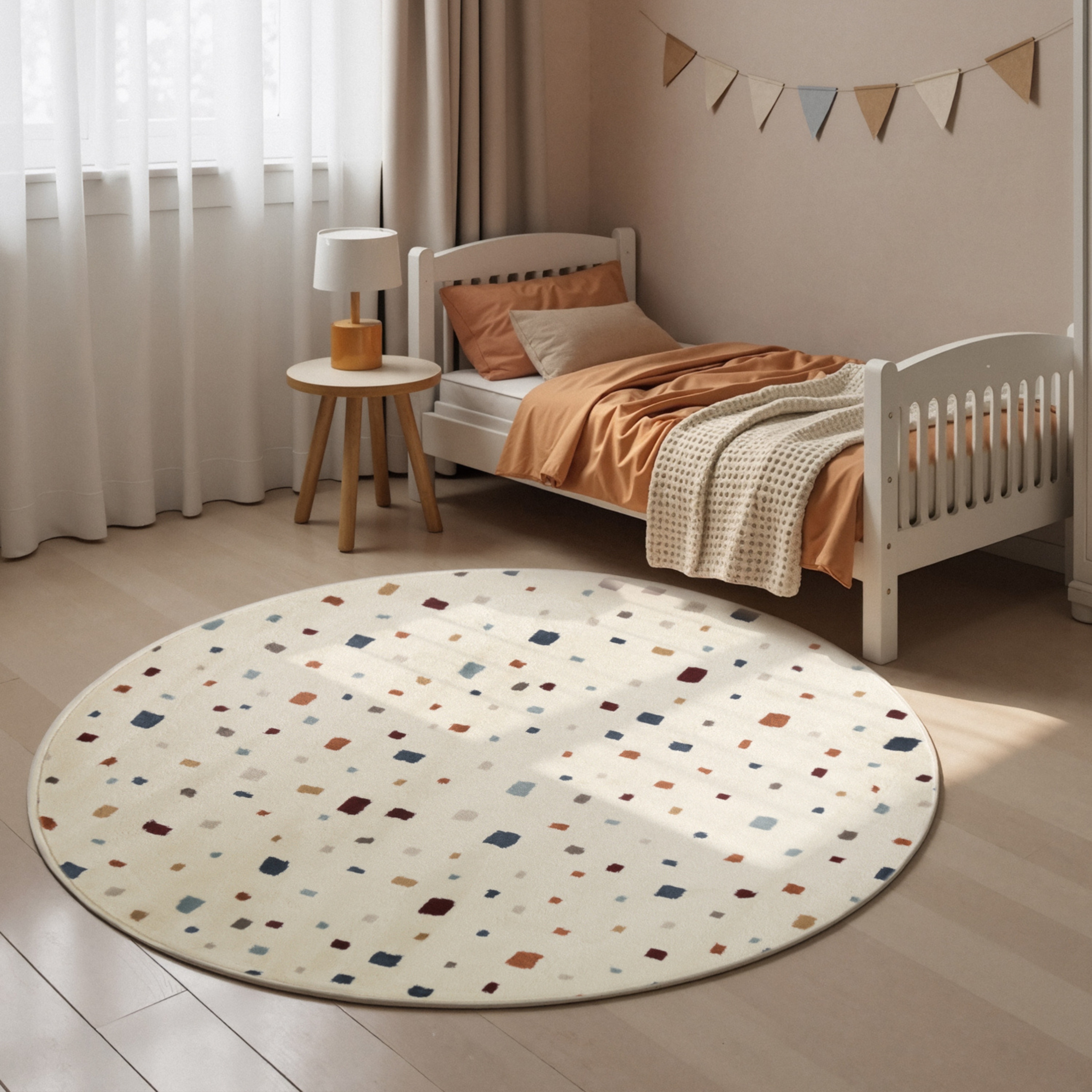 HANSE Home Kinderteppich "Funny Squares" rund 10 mm Höhe Pflegeleicht, Weich, Kinderzimmer, Spielteppich, Spielunterlage