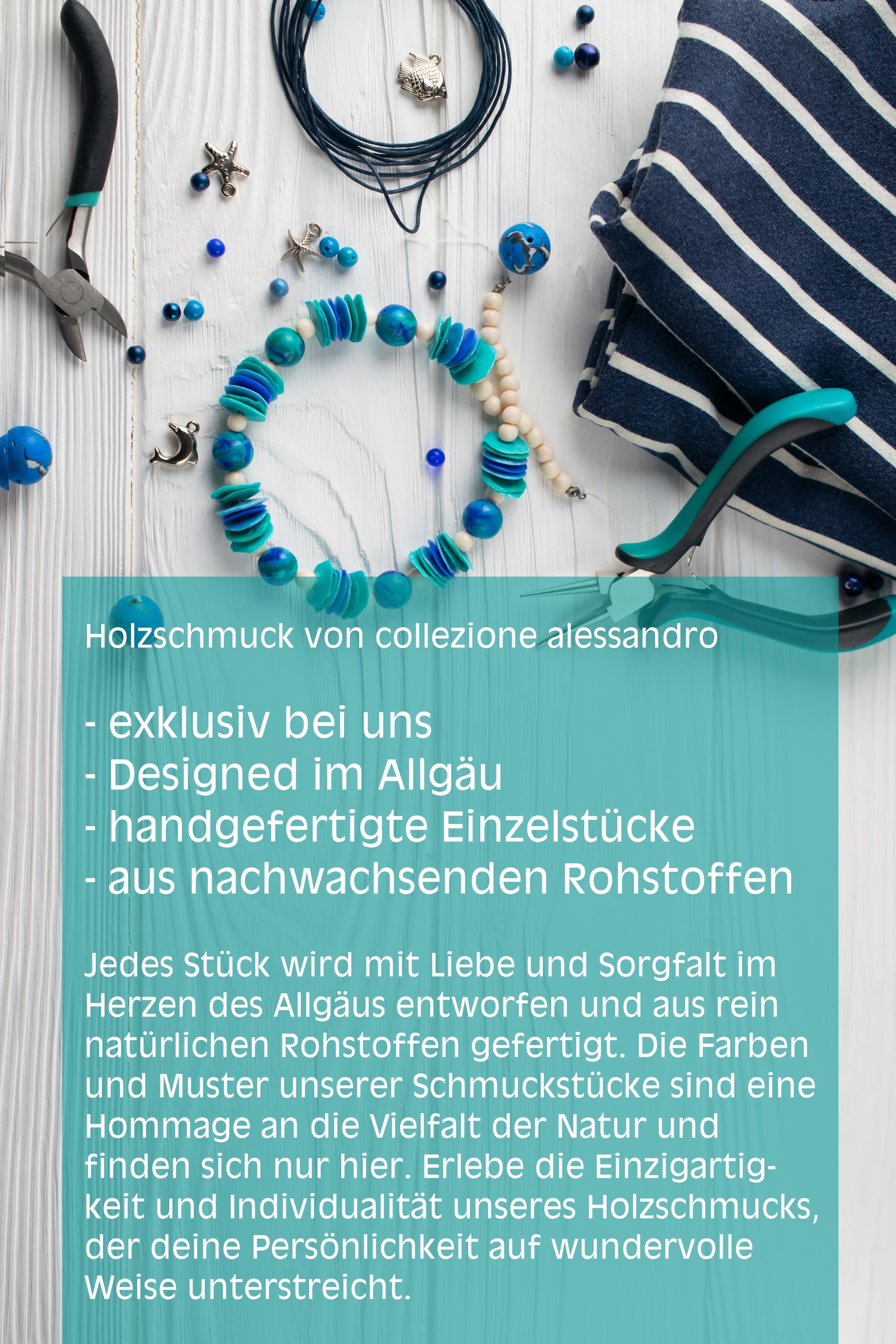 Kette mit Anhänger "Banana", Damen, Gr. onesize, Holz, braun, COLLEZIONE ALESSANDRO, Basic, Halsketten, runde Perlen mit Bananenblättern umwickelt 3