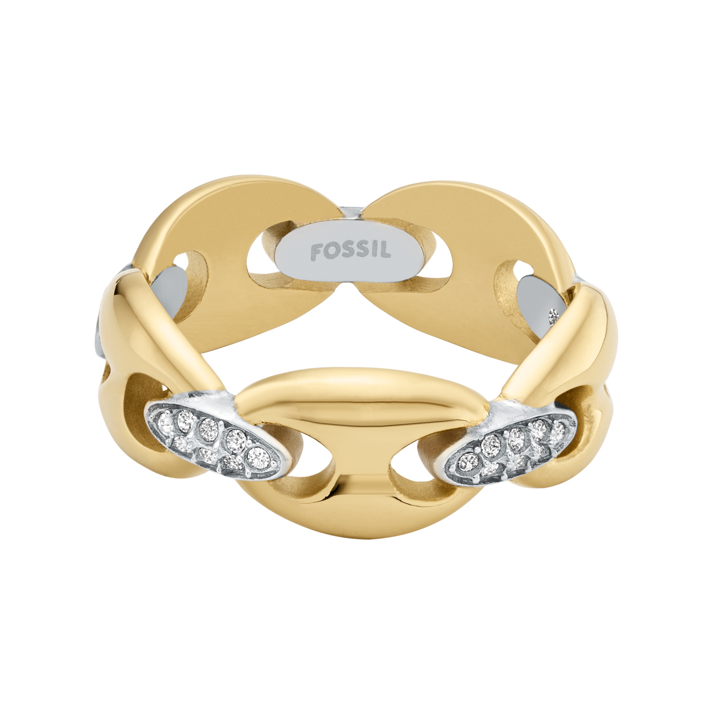 Fossil Fingerring »Schmuck Geschenk Edelstahl HERITAGE« mit Glasstein