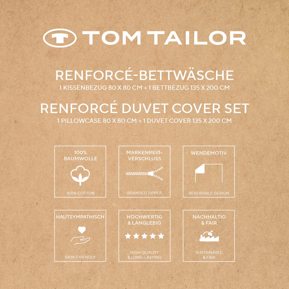 TOM TAILOR HOME Bettwäsche »MEDIUM STRIPES in Gr. 135x200cm, 155x220cm oder 200x220cm«, new bedroom, mit farbigem Markenreißverschluss