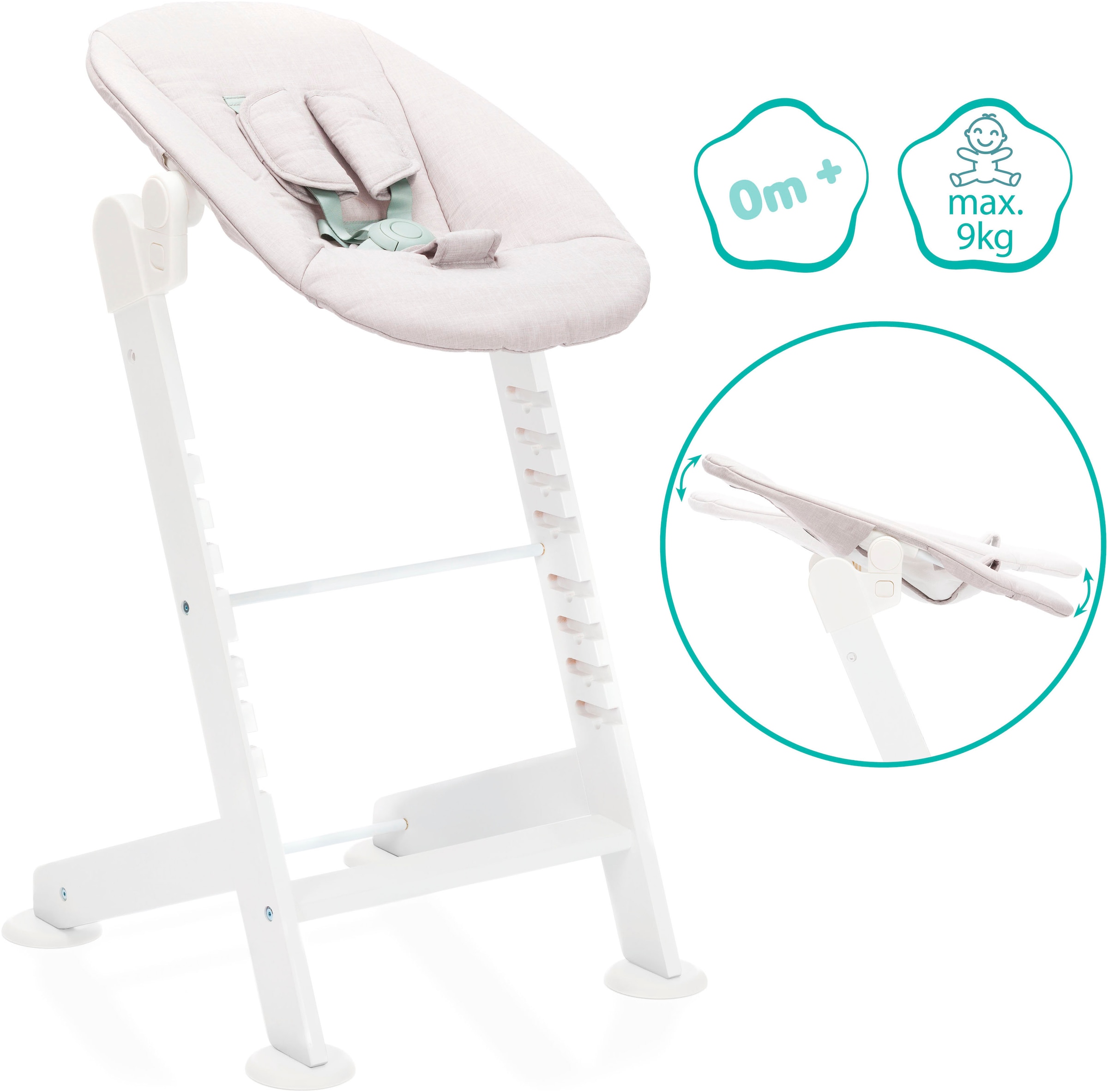 Fillikid Hochstuhl »Pia Swing«, (Set), 3 St., inkl. Neugeborgenenaufsatz und Wippe