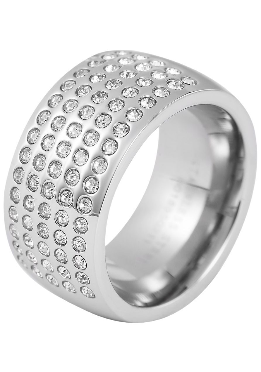AKZENT Fingerring »aus Edelstahl mit Strasssteinen«