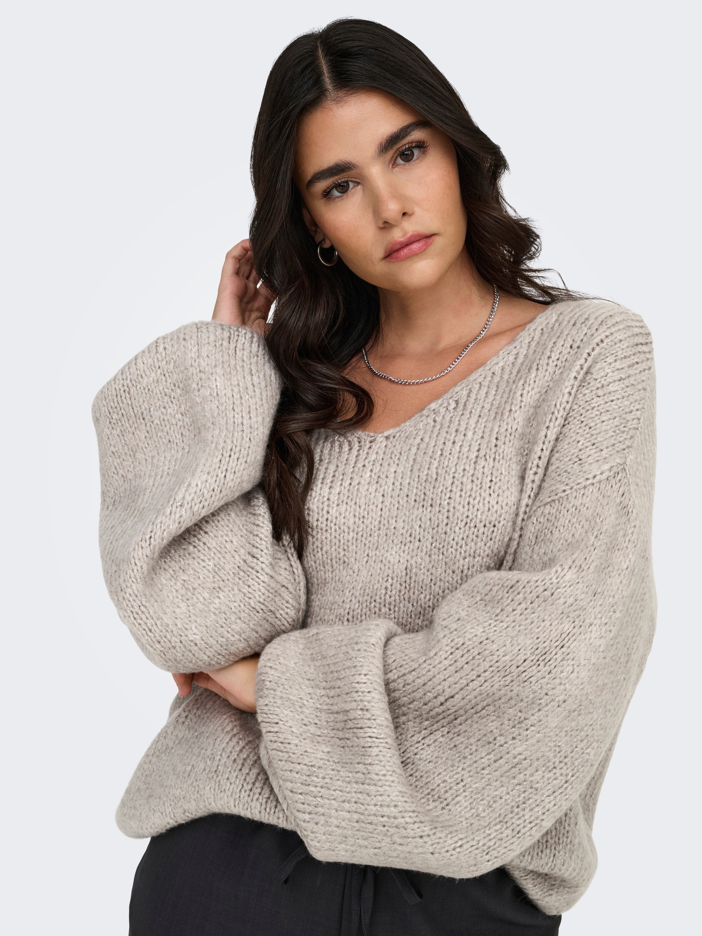 JDY V-Ausschnitt-Pullover "JDYDINEA L/S REVERSIBLE PULLOV. KNT NOOS" Kunstf günstig online kaufen